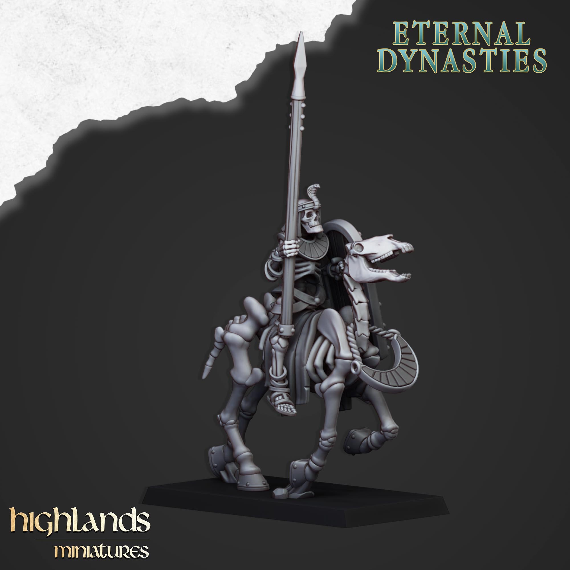 Ancient Skeletal Cavalry with Spears (x8) - Eternal Dynasties | Highlands Miniatures