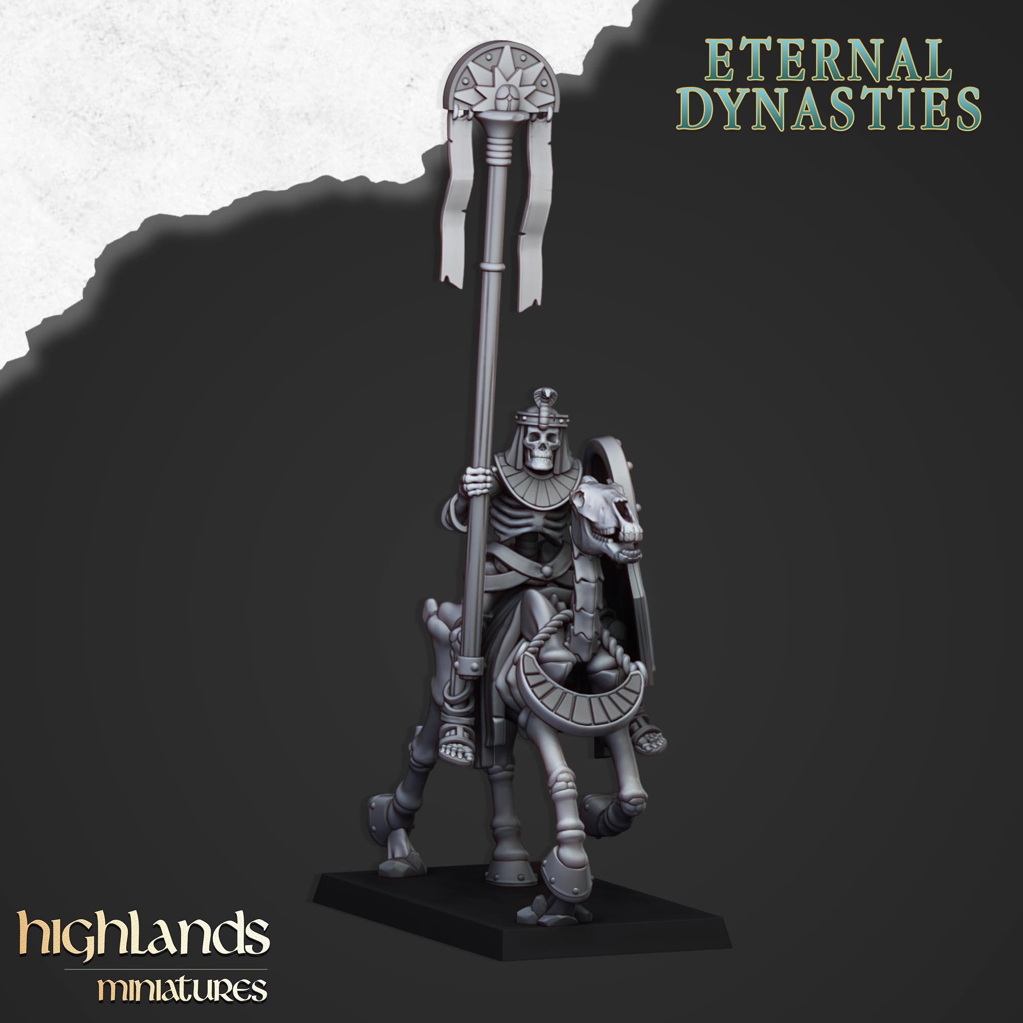 Antike Skelett-Kavalleriehauptleute (x2) - Ewige Dynastien | Highlands Miniatures