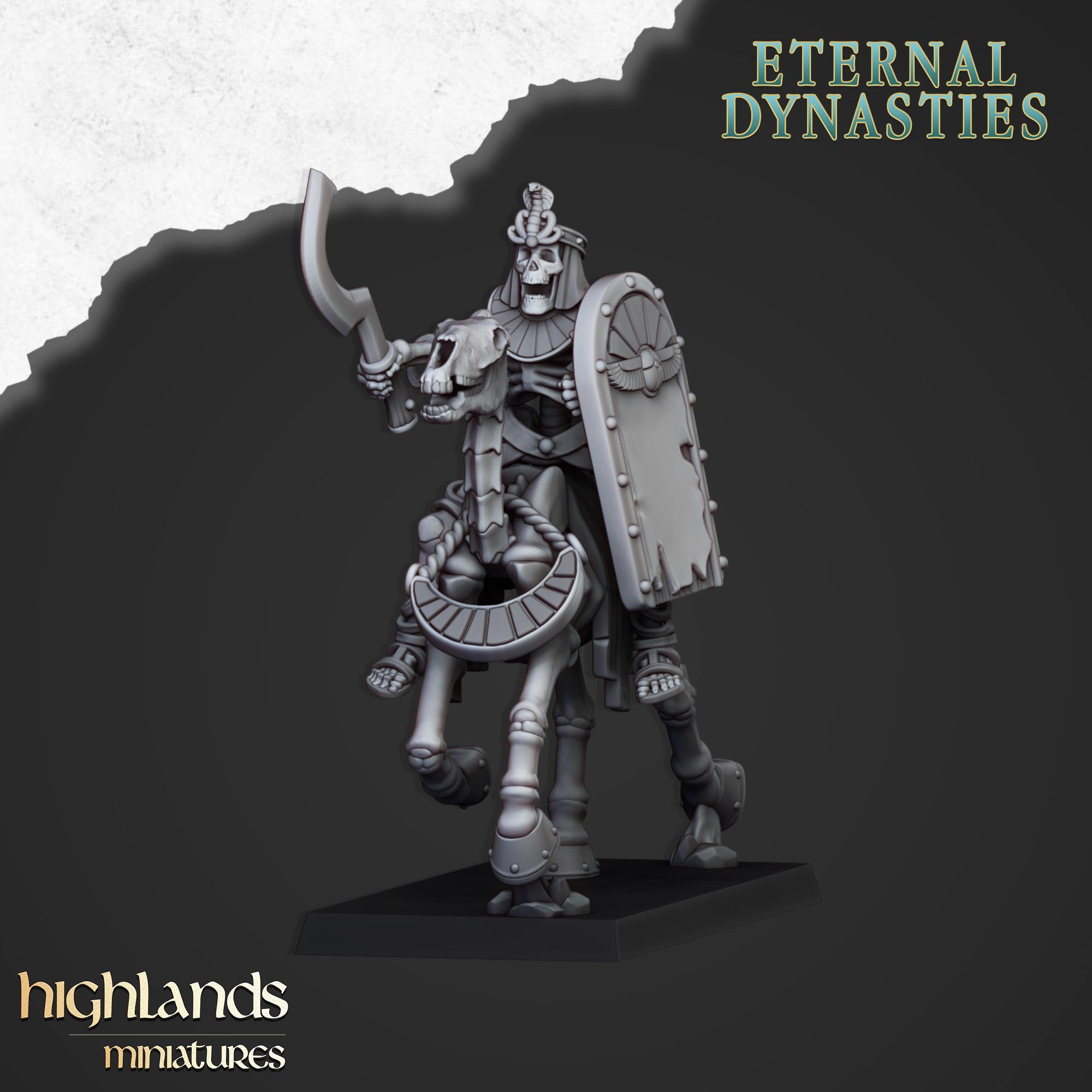 Antike Skelett-Kavalleriehauptleute (x2) - Ewige Dynastien | Highlands Miniatures