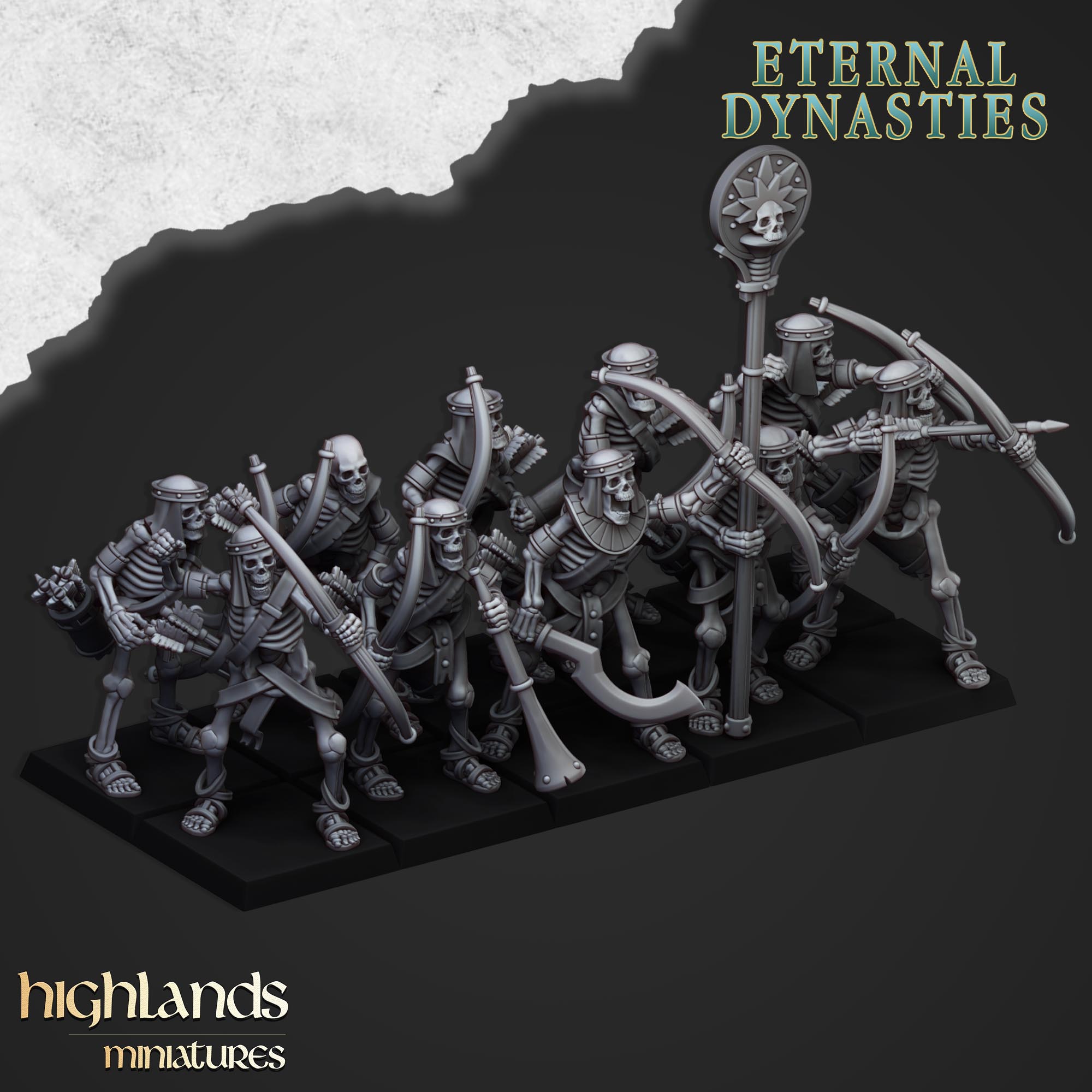 Arqueros esqueleto antiguos (x10) - Dinastías eternas | Miniaturas de las Tierras Altas