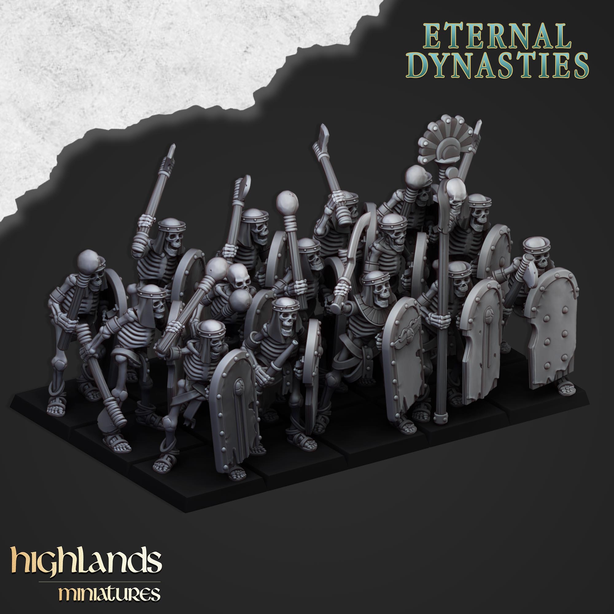 Ancient Skeletons with Hand Weapons - Eternal Dynasties - | Highlands Miniatures