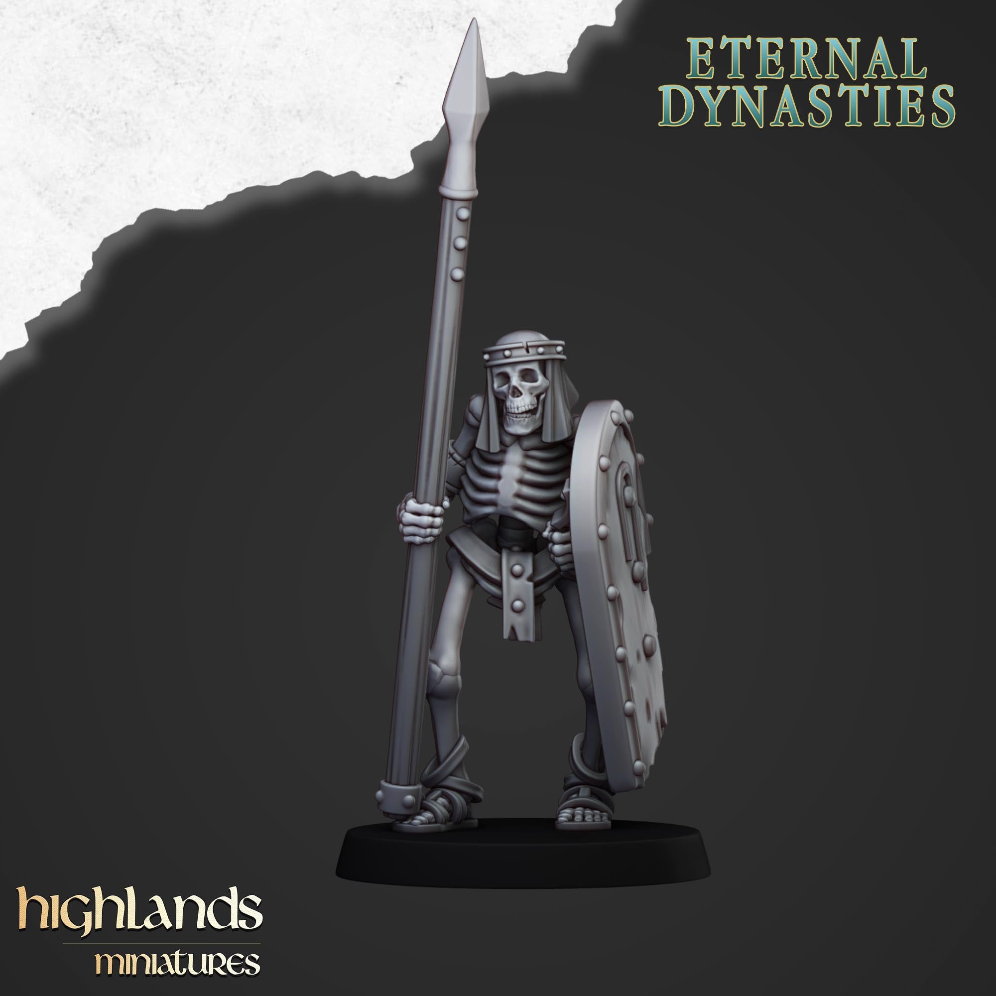 Esqueletos antiguos con lanzas (x15) - Dinastías eternas - | Miniaturas de las Tierras Altas
