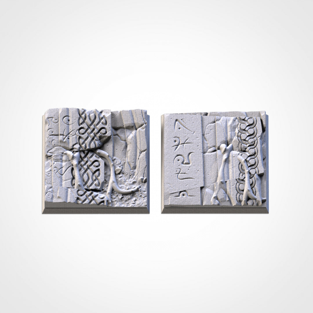 Quadratische Sockel der Ruinen der Vorfahren | 25 mm | 30 mm | 40 mm | Txarli-Fabrik | Magnetisierbares, szenisch strukturiertes Quadrat