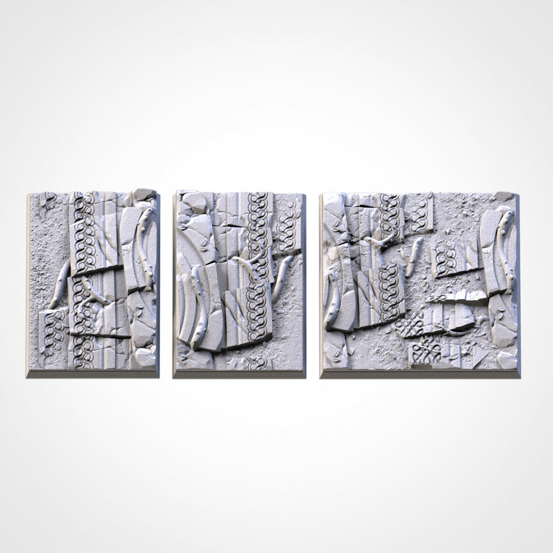 Bases cuadradas de las ruinas ancestrales | 25 mm | 30 mm | 40 mm | Fábrica de Txarli | Cuadrado texturizado escénico magnetizable
