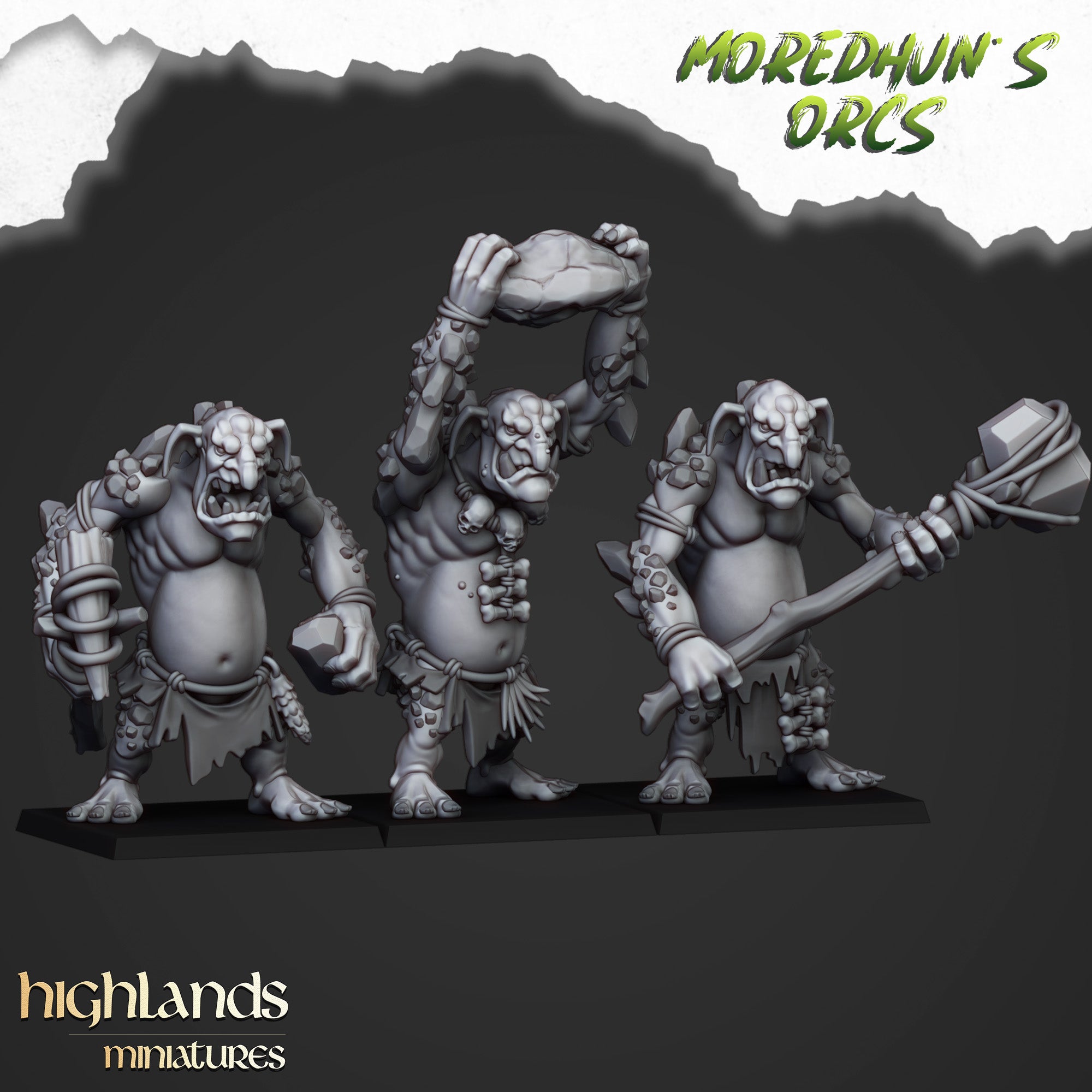 Trolls orcos de las cavernas (x3) - Tribus orcos y duendes | Miniaturas de las Tierras Altas