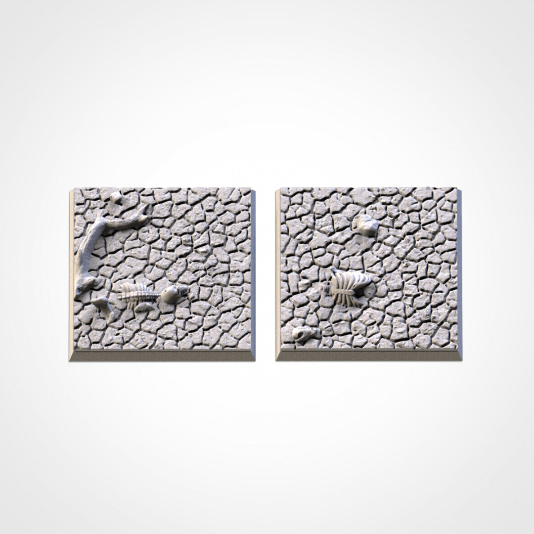 Bases cuadradas del desierto agrietadas | 25 mm | 30 mm | 40 mm | Fábrica de Txarli | Cuadrado texturizado escénico magnetizable