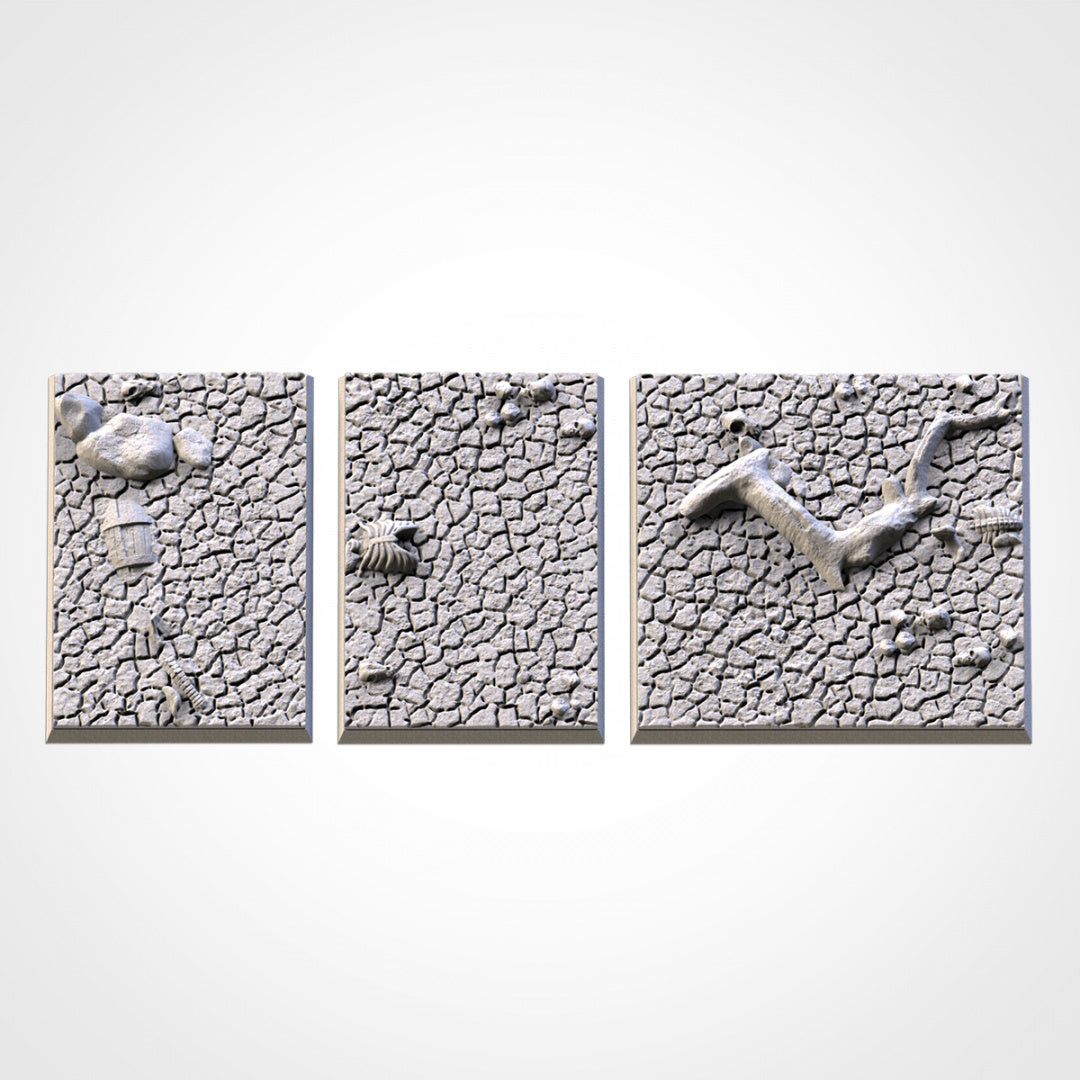 Cracked Desert Square Bases | 20mm | 25mm | 40mm | Txarli Factory | Magnetizable Scenic Textured Square