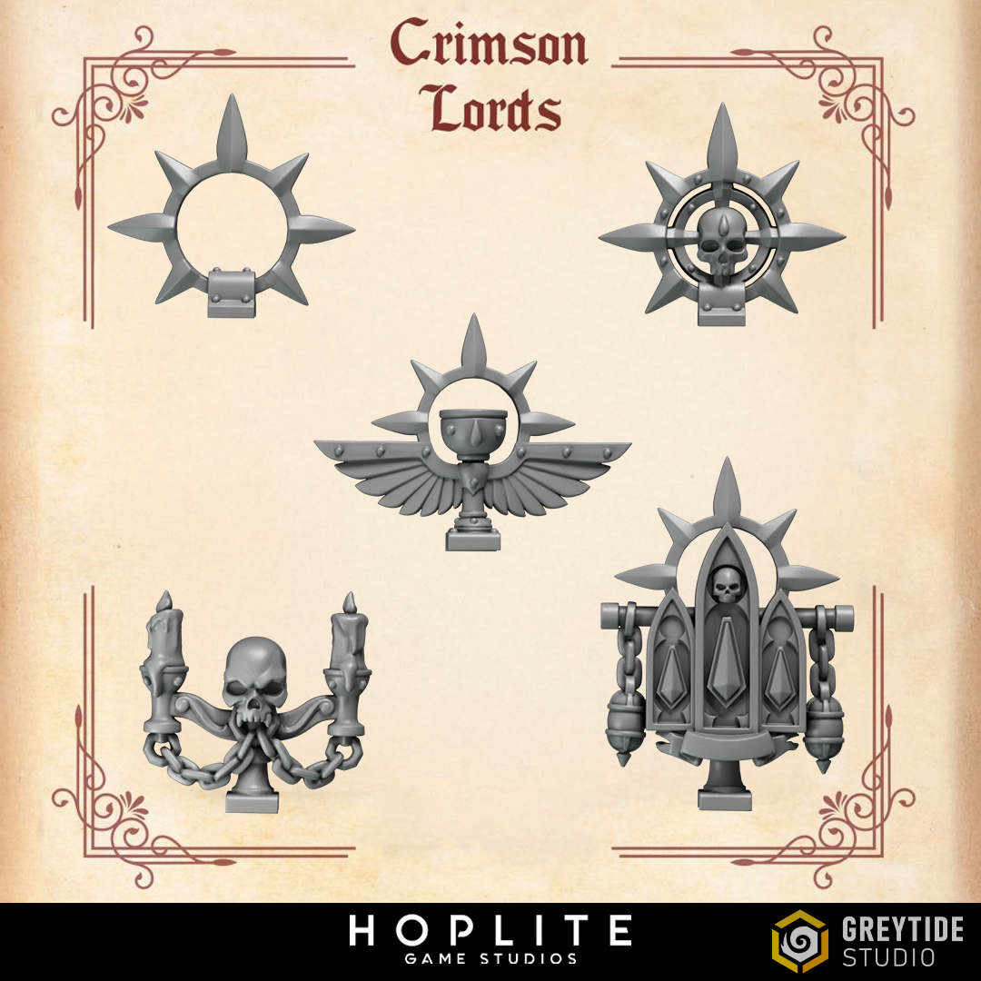 Backpack Decorations - Crimson Lords | Grey Tide Studio | Conversion Parts & Bits