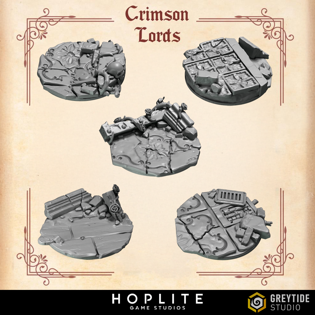 32mm Base Toppers - Crimson Lords | Grey Tide Studio | Conversion Parts & Bits