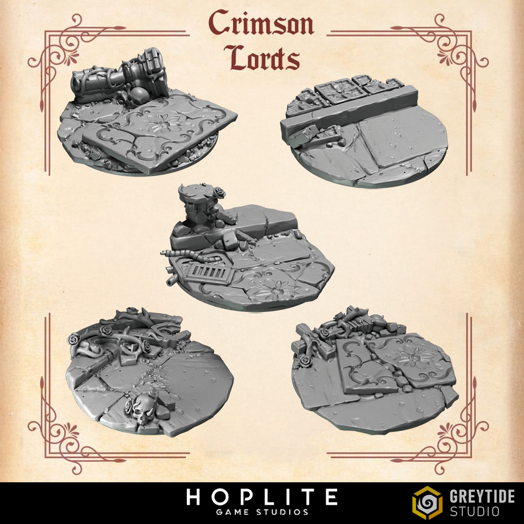 40mm Base Toppers - Crimson Lords | Grey Tide Studio | Conversion Parts & Bits