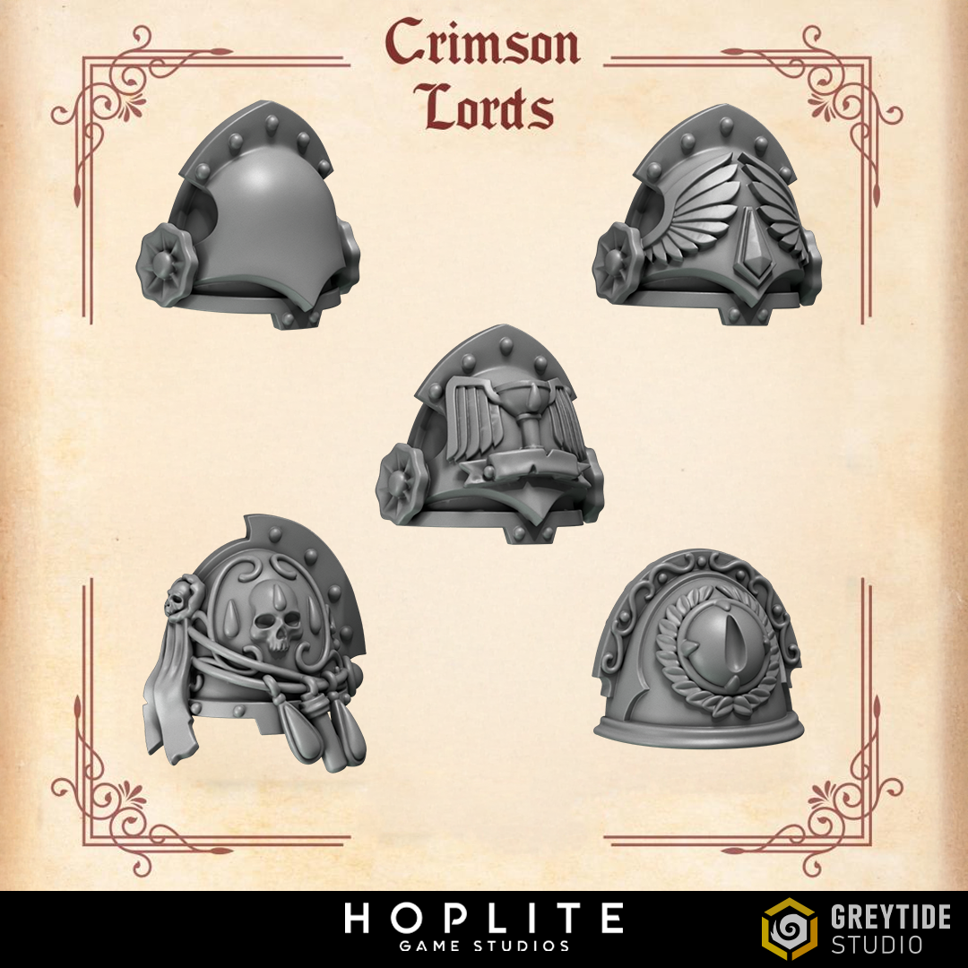 Shoulder Pads, D - Crimson Lords | Grey Tide Studio | Conversion Parts & Bits