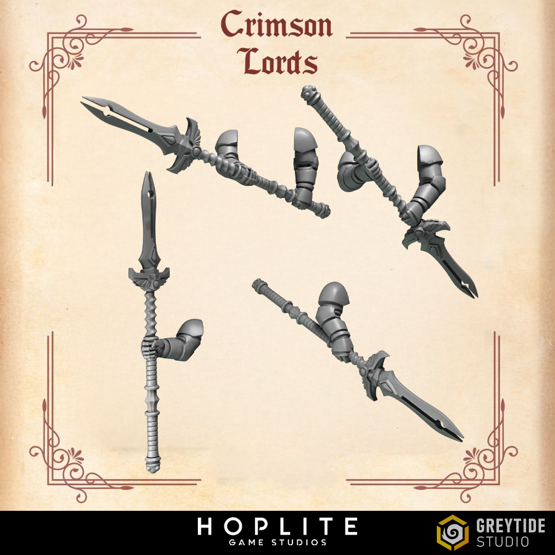 Two Handed Spears A - Crimson Lords | Grey Tide Studio | Conversion Parts & Bits