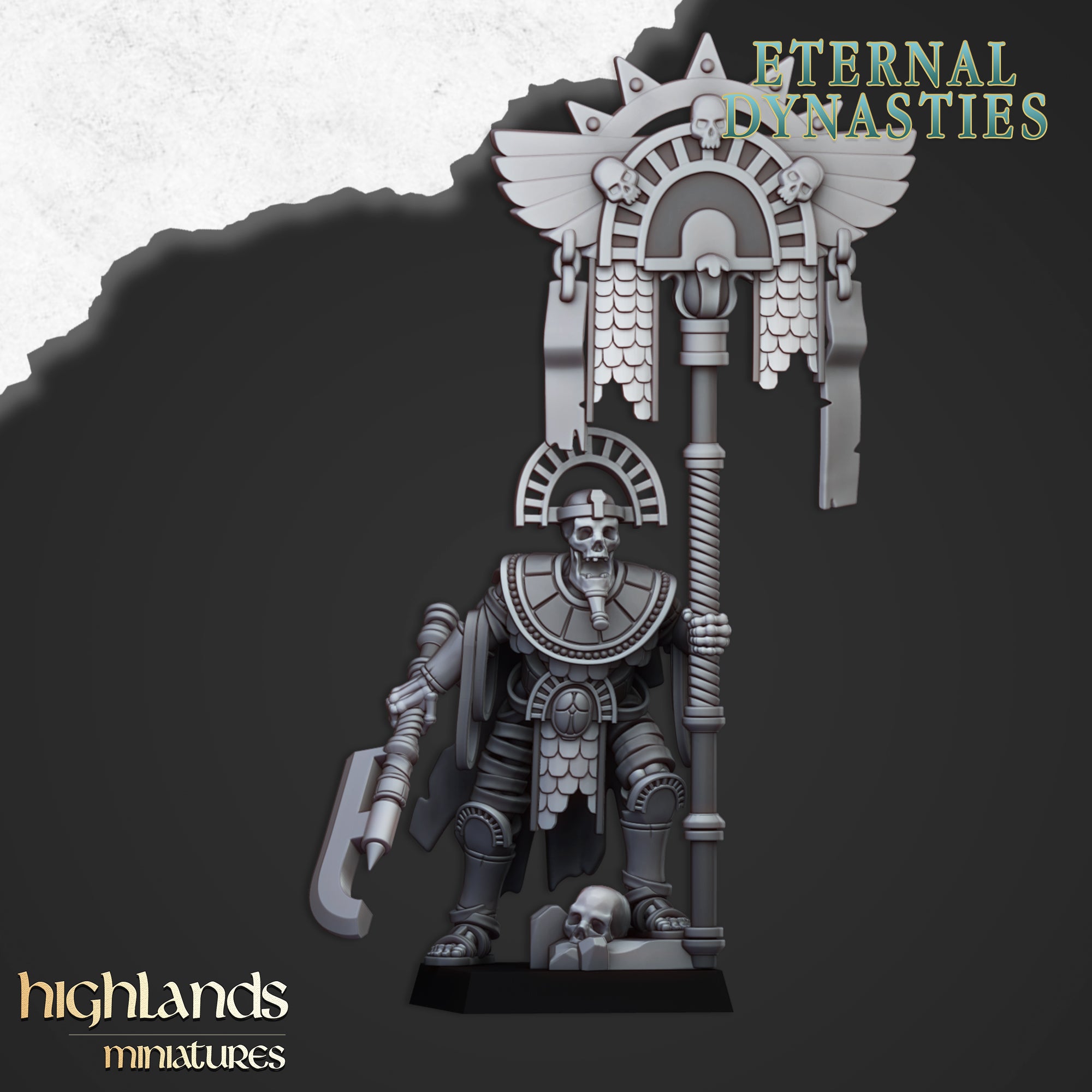 Eternal Pharaoh with Banner - Eternal Dynasties | Highlands Miniatures