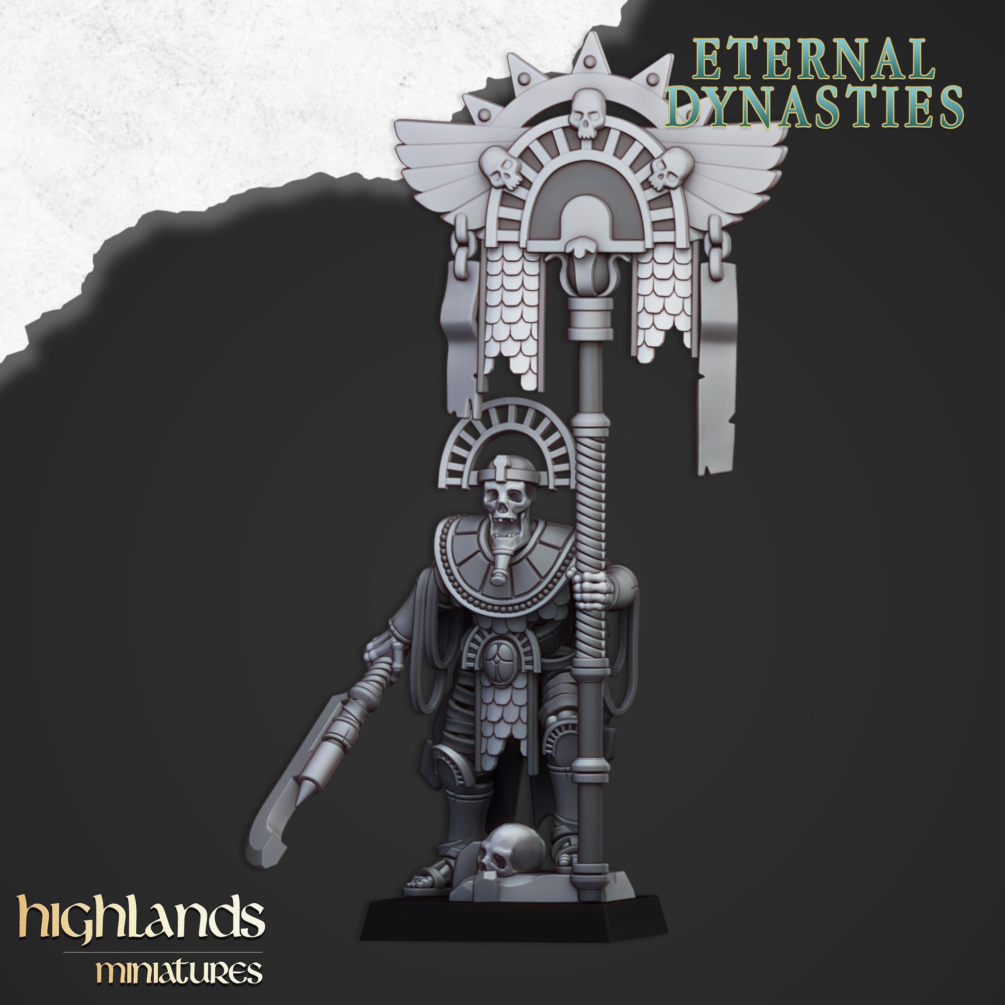 Eternal Pharaoh with Banner - Eternal Dynasties | Highlands Miniatures