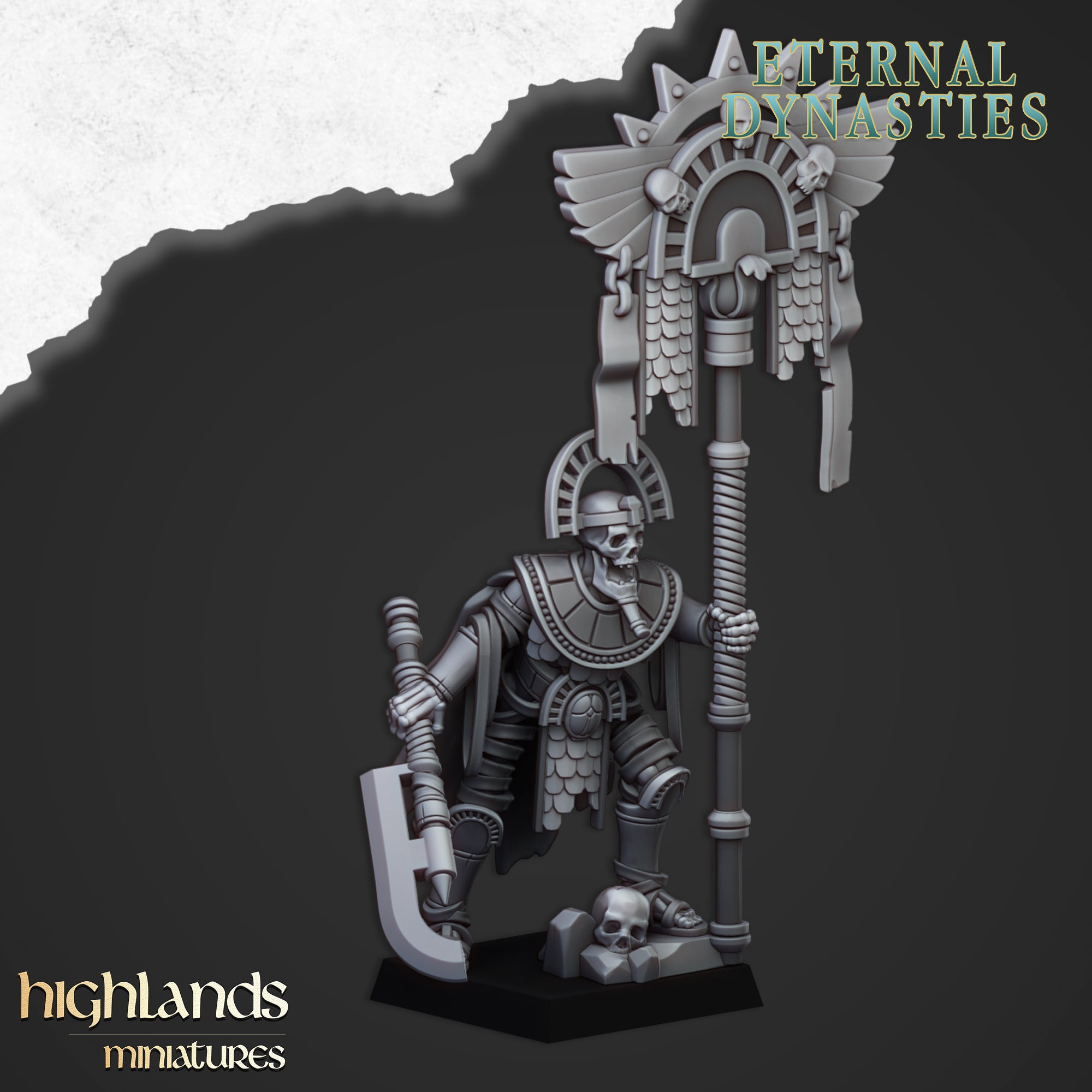 Eternal Pharaoh with Banner - Eternal Dynasties | Highlands Miniatures