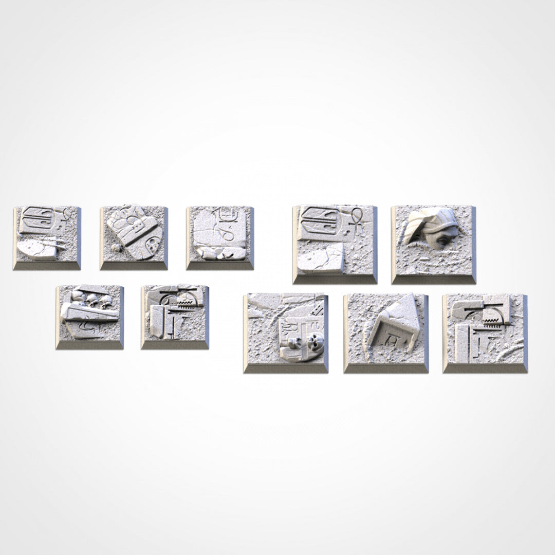 Quadratische Sockel aus ägyptischem Sand | 25 mm | 30 mm | 40 mm | Txarli-Fabrik | Magnetisierbares, szenisch strukturiertes Quadrat