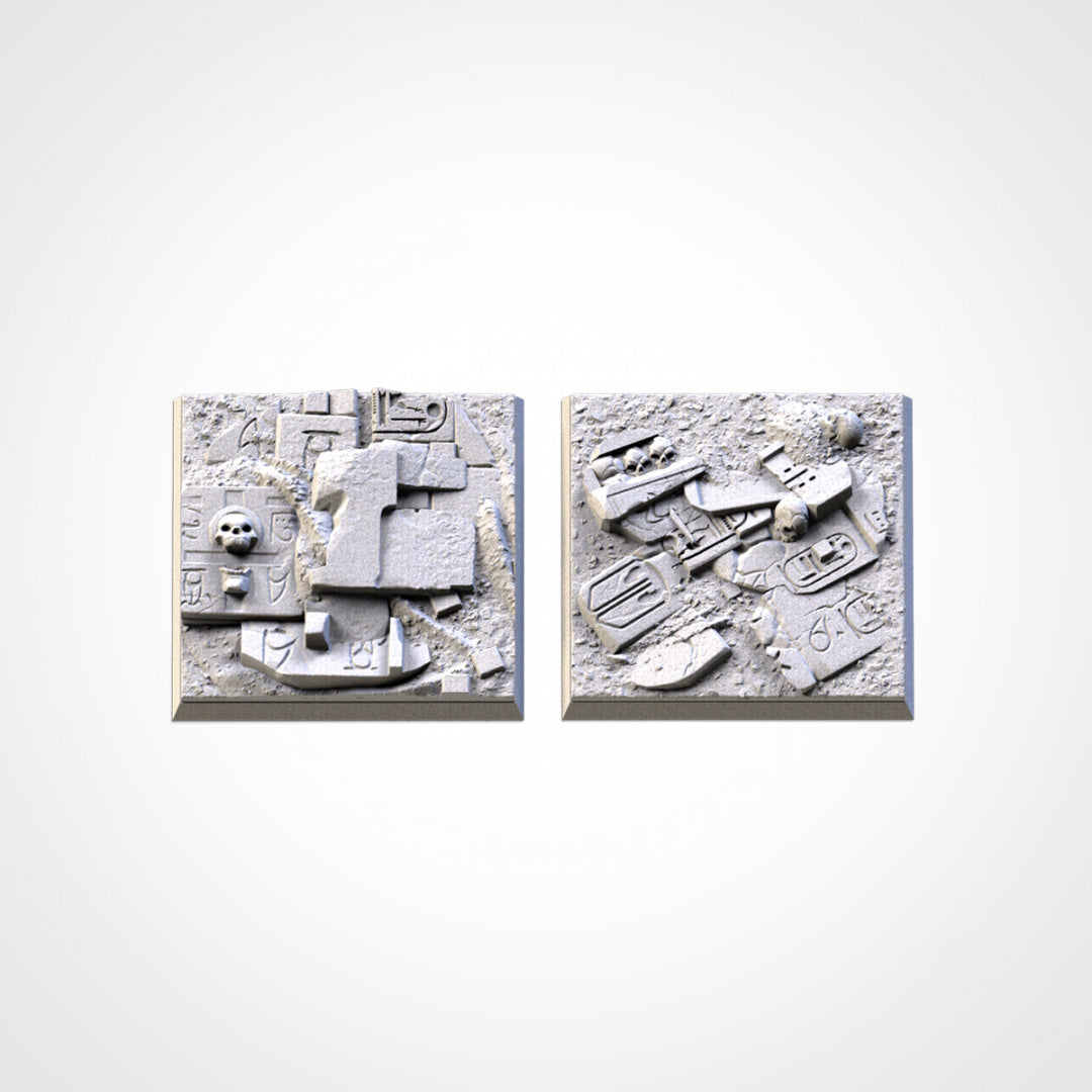 Bases cuadradas de arenas egipcias | 25 mm | 30 mm | 40 mm | Fábrica de Txarli | Cuadrado texturizado escénico magnetizable