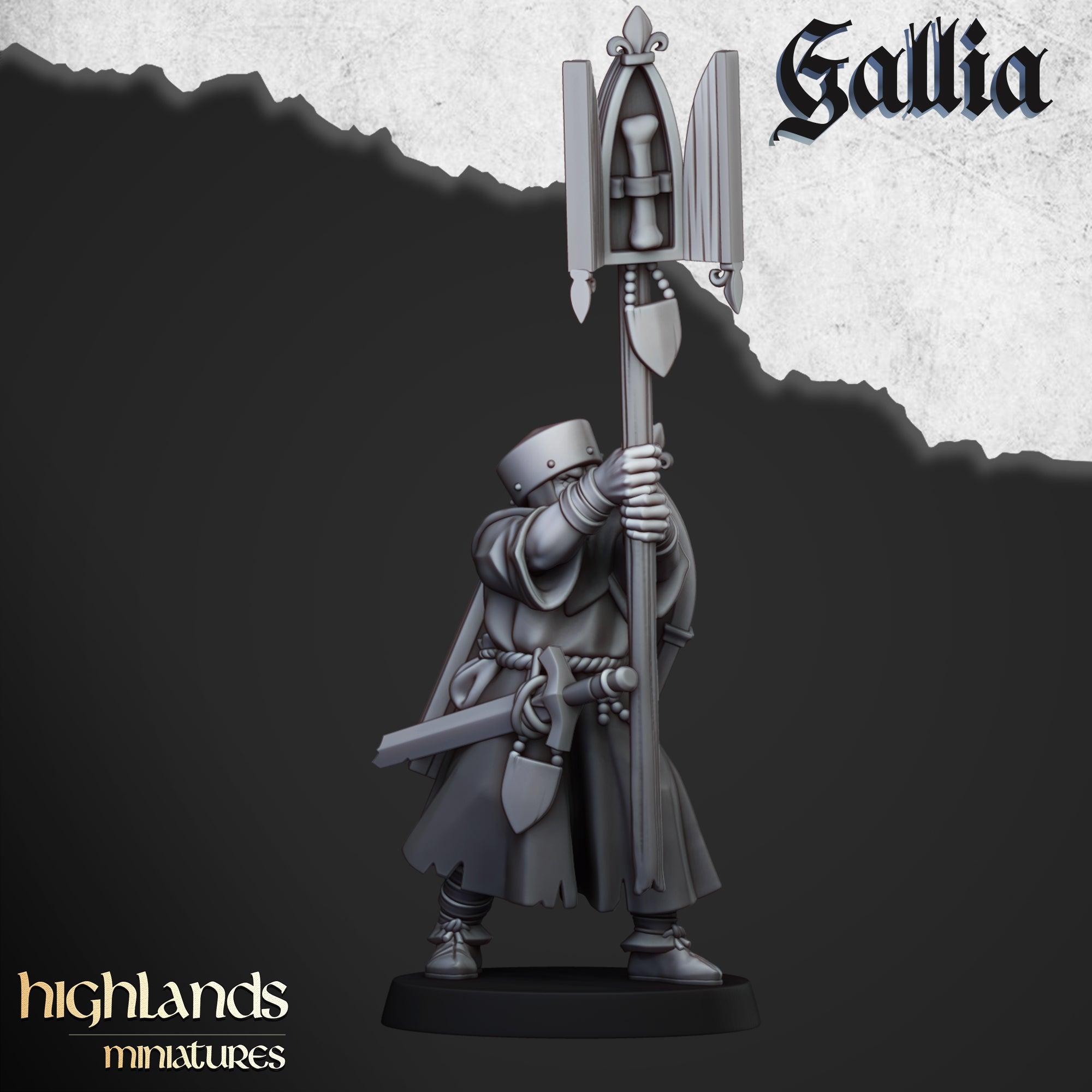 Gallia Pilgrims with Reliquary (x12) - Kingdom of Gallia | Highlands Miniatures