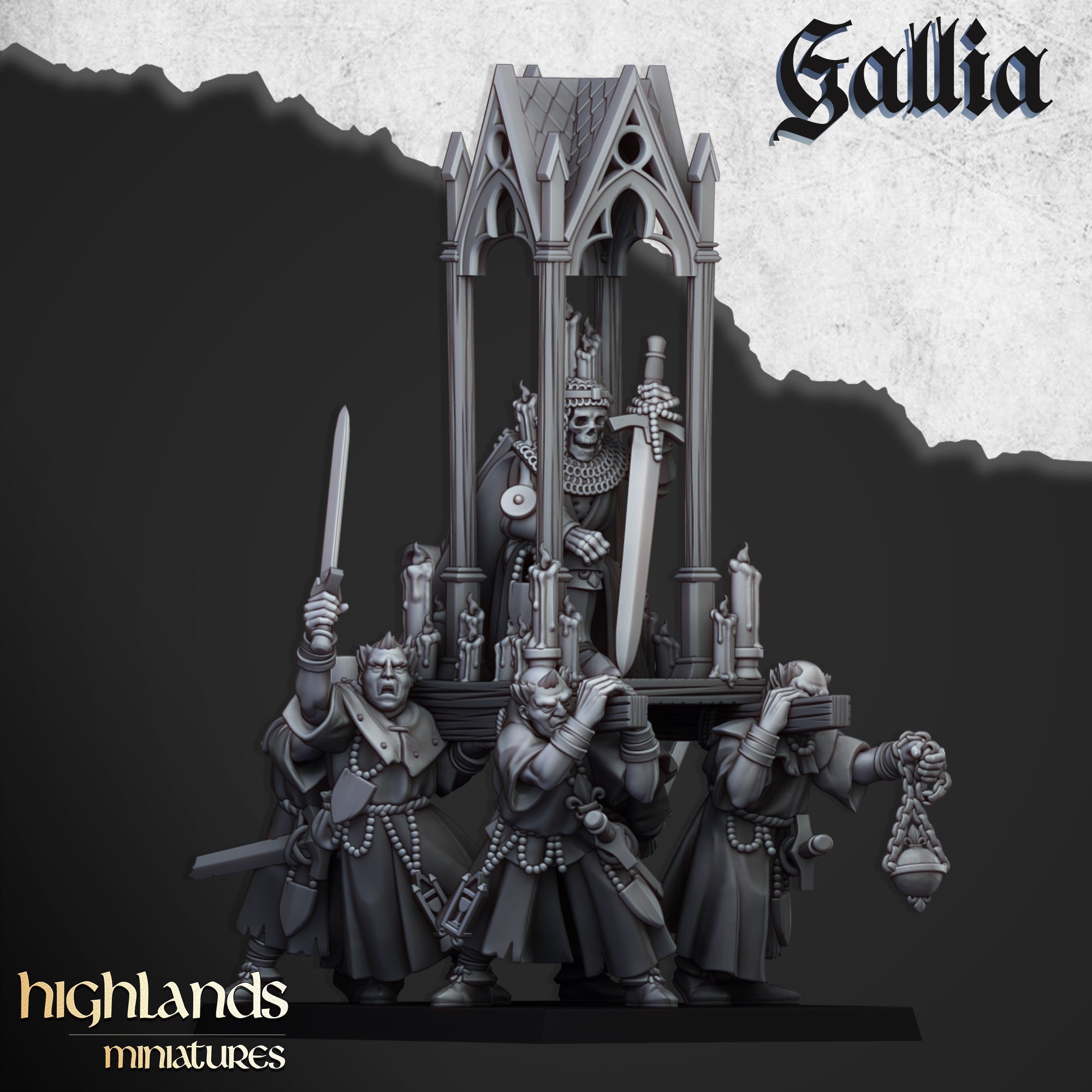 Gallia Pilgrims with Reliquary (x12) - Kingdom of Gallia | Highlands Miniatures