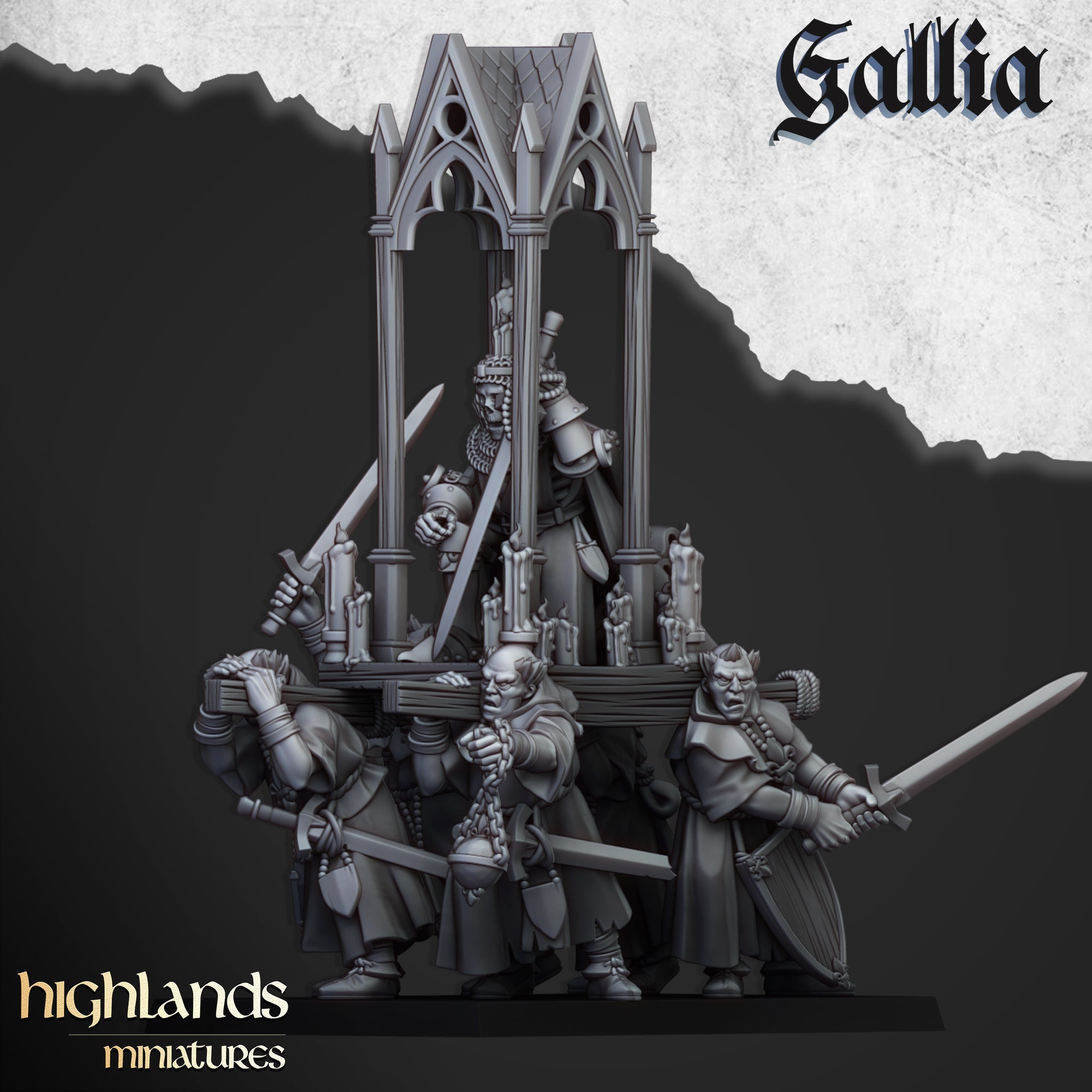 Gallia Pilgrims with Reliquary (x12) - Kingdom of Gallia | Highlands Miniatures