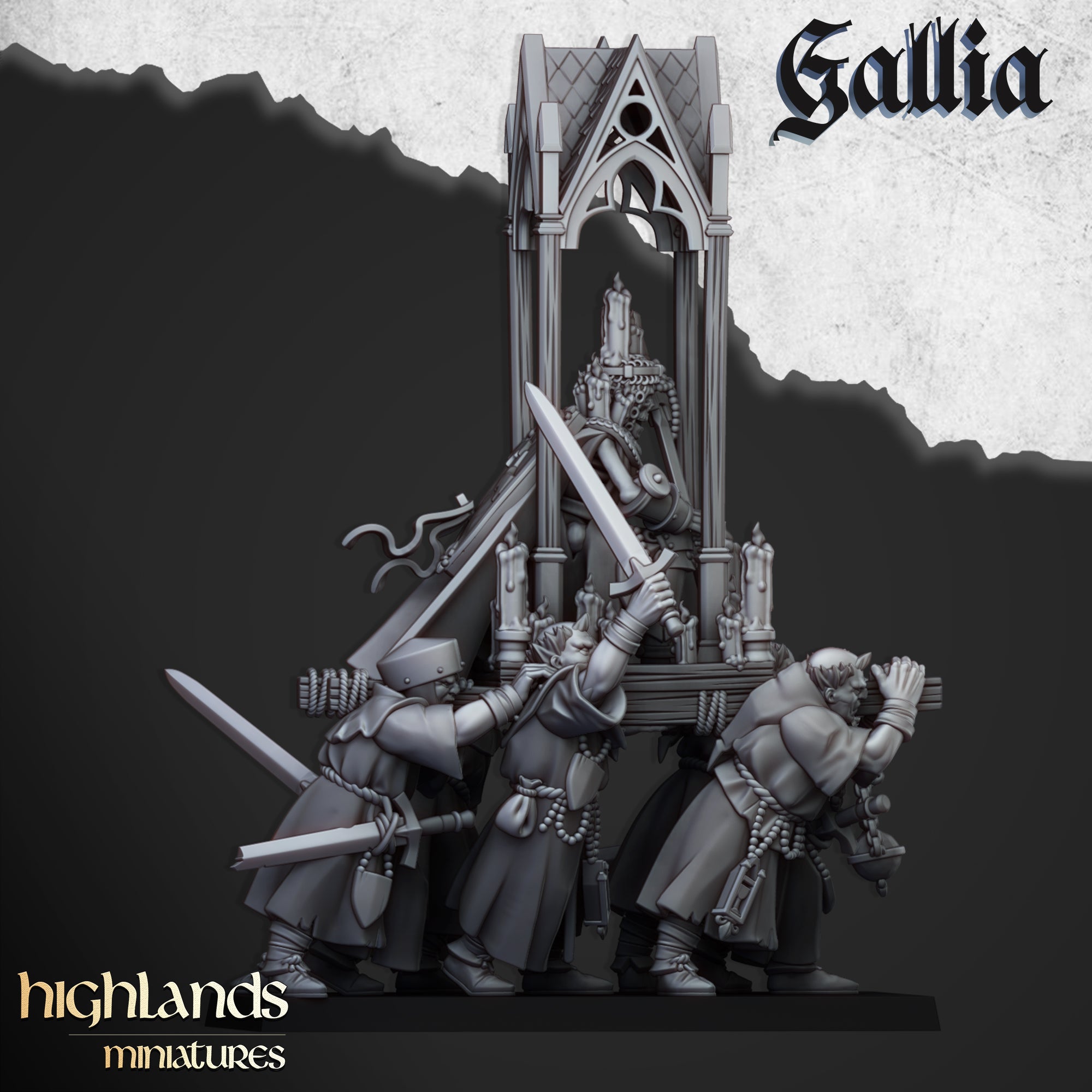 Gallia Pilgrims with Reliquary (x12) - Kingdom of Gallia | Highlands Miniatures