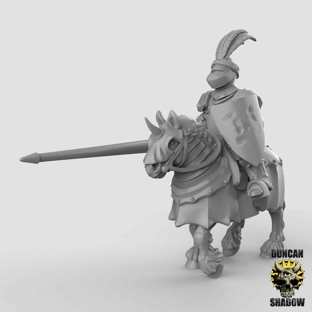 Human Cavalry Knights With Lances | Duncan Shadow | Compatible with Dungeons & Dragons and Pathfinder