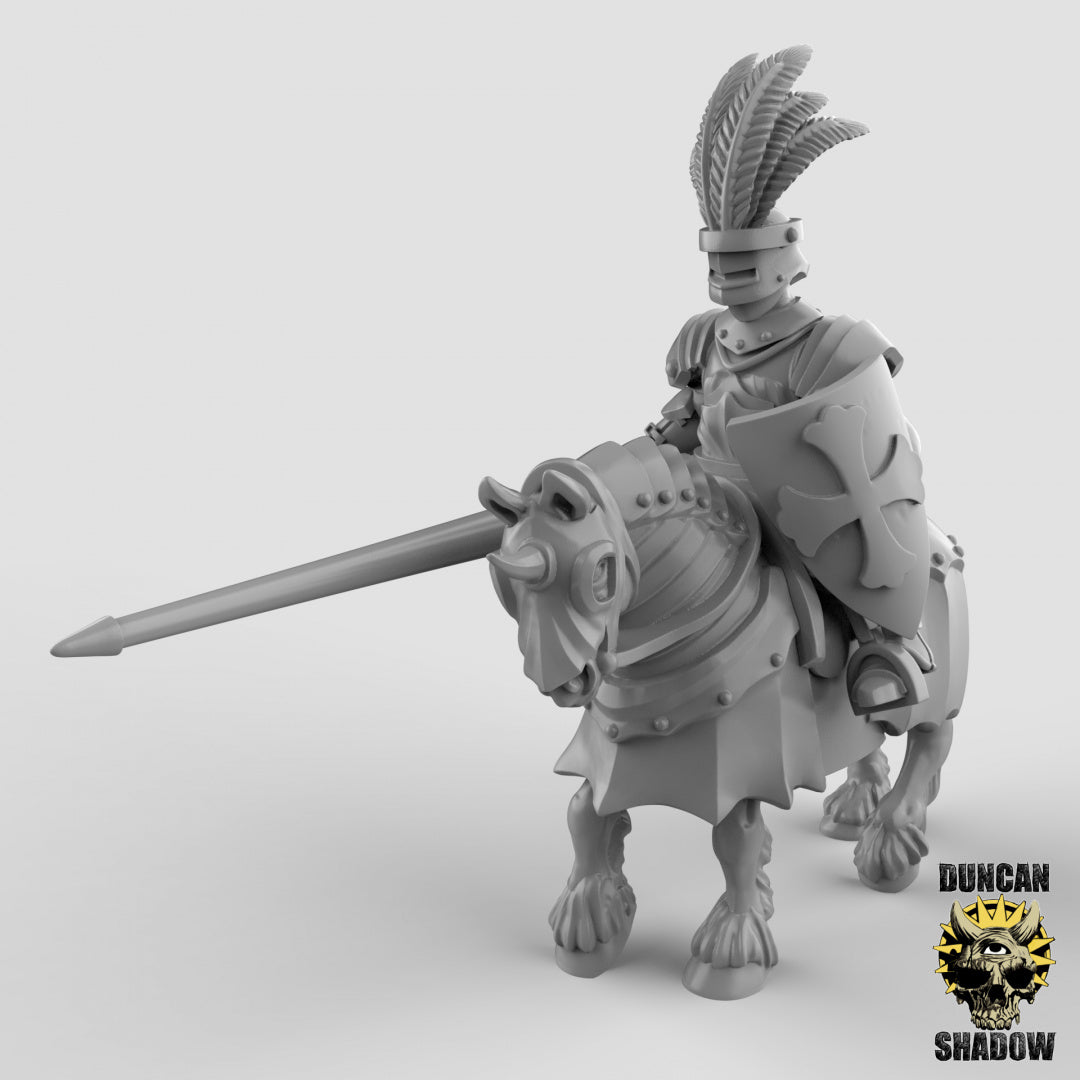 Human Cavalry Knights With Lances | Duncan Shadow | Compatible with Dungeons & Dragons and Pathfinder