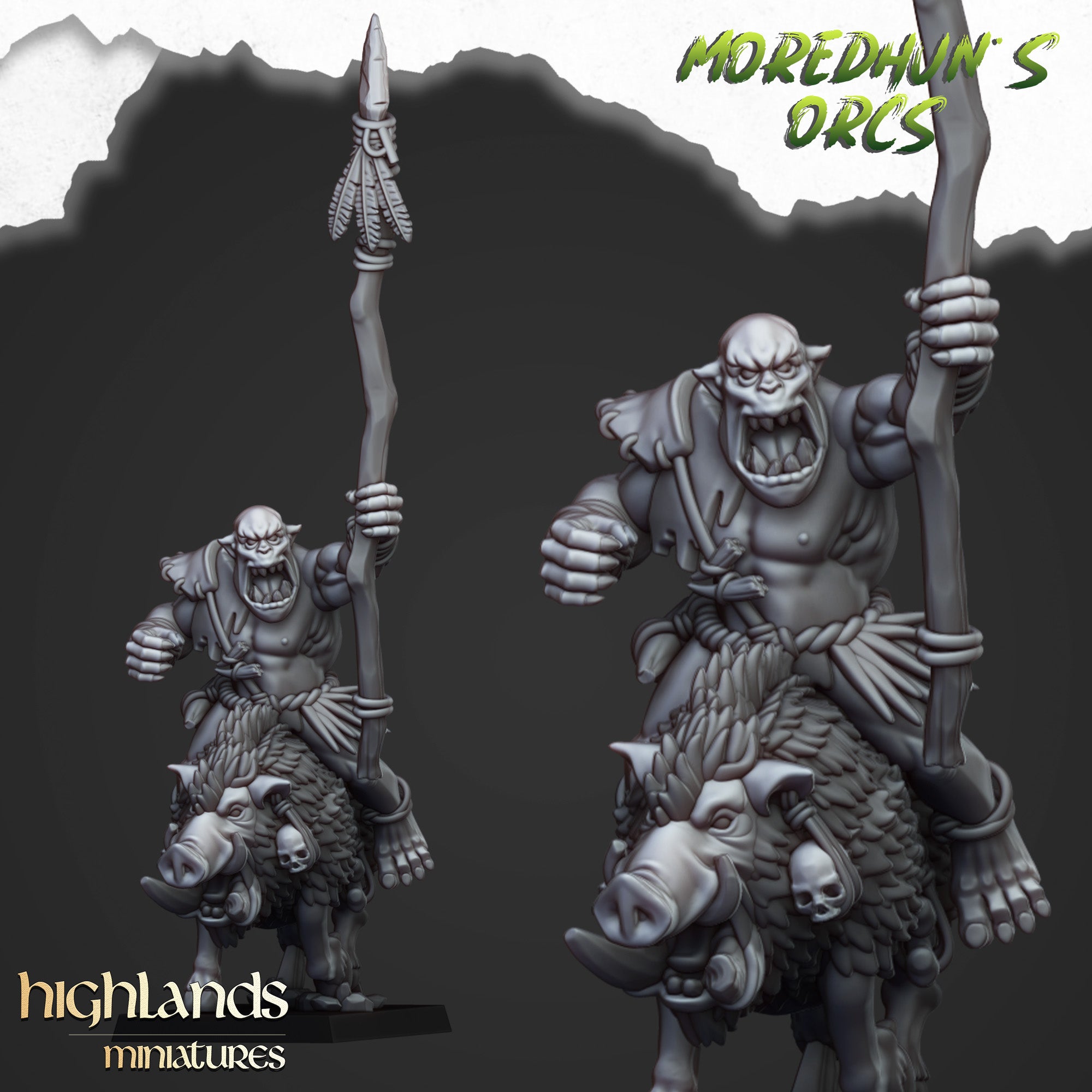 Mounted Cave Orcs (x8) - Orc & Goblin Tribes | Highlands Miniatures