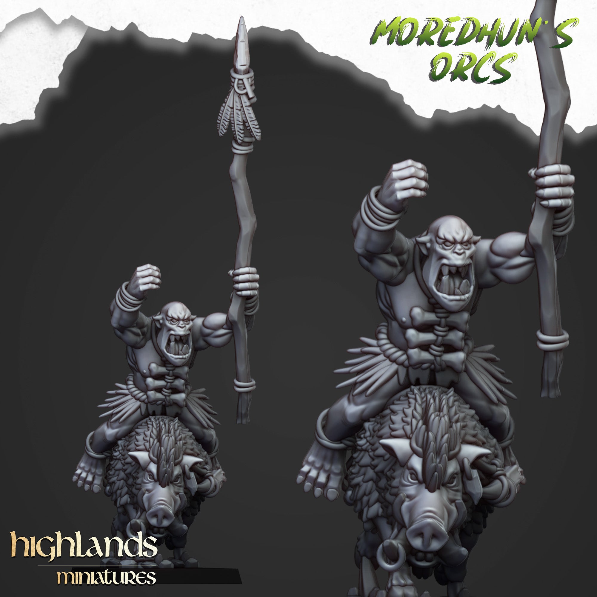 Berittene Höhlenorks (x8) - Ork- und Goblinstämme | Highlands Miniatures