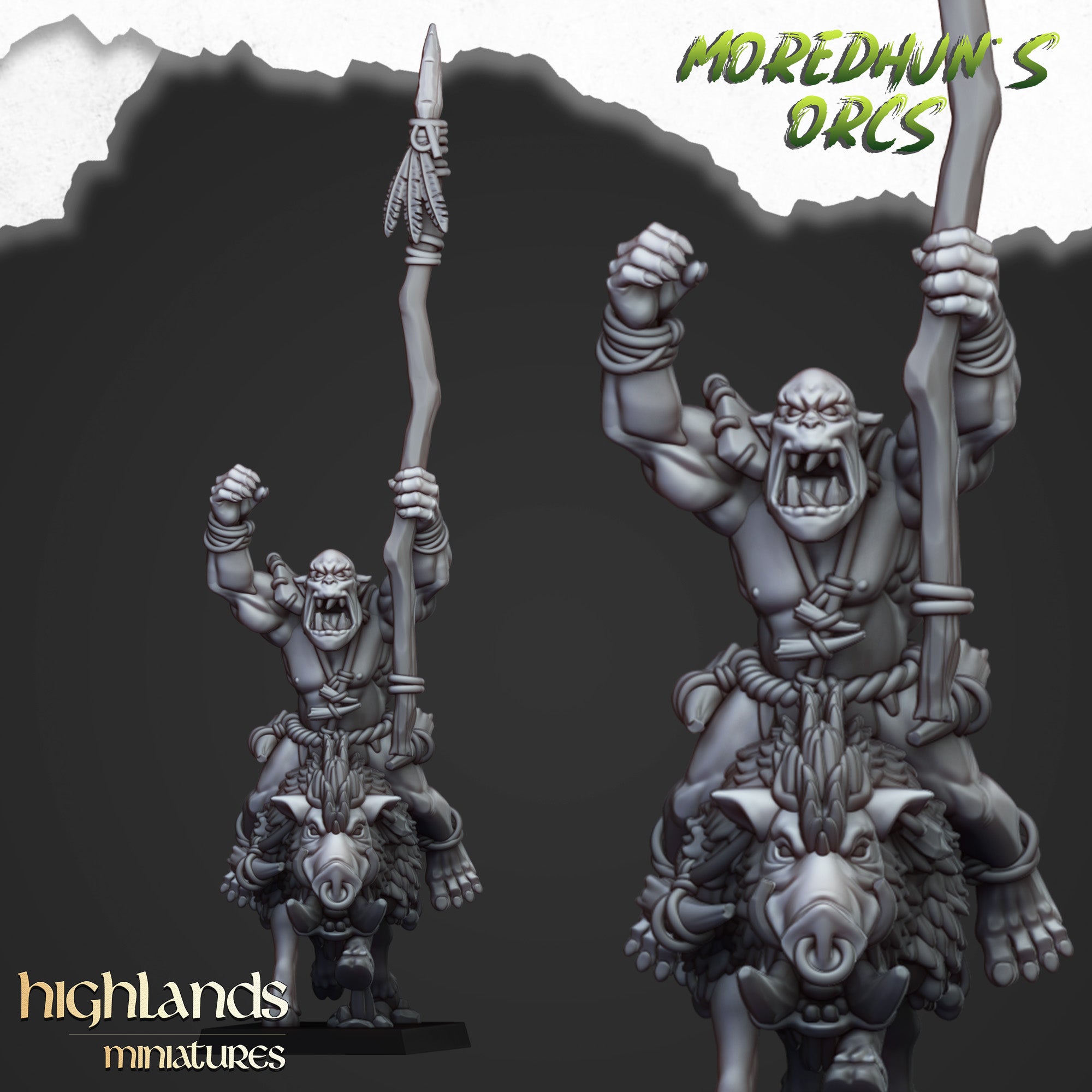 Berittene Höhlenorks (x8) - Ork- und Goblinstämme | Highlands Miniatures