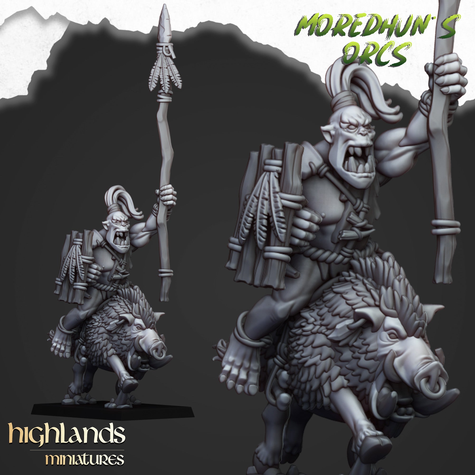 Mounted Cave Orcs (x8) - Orc & Goblin Tribes | Highlands Miniatures