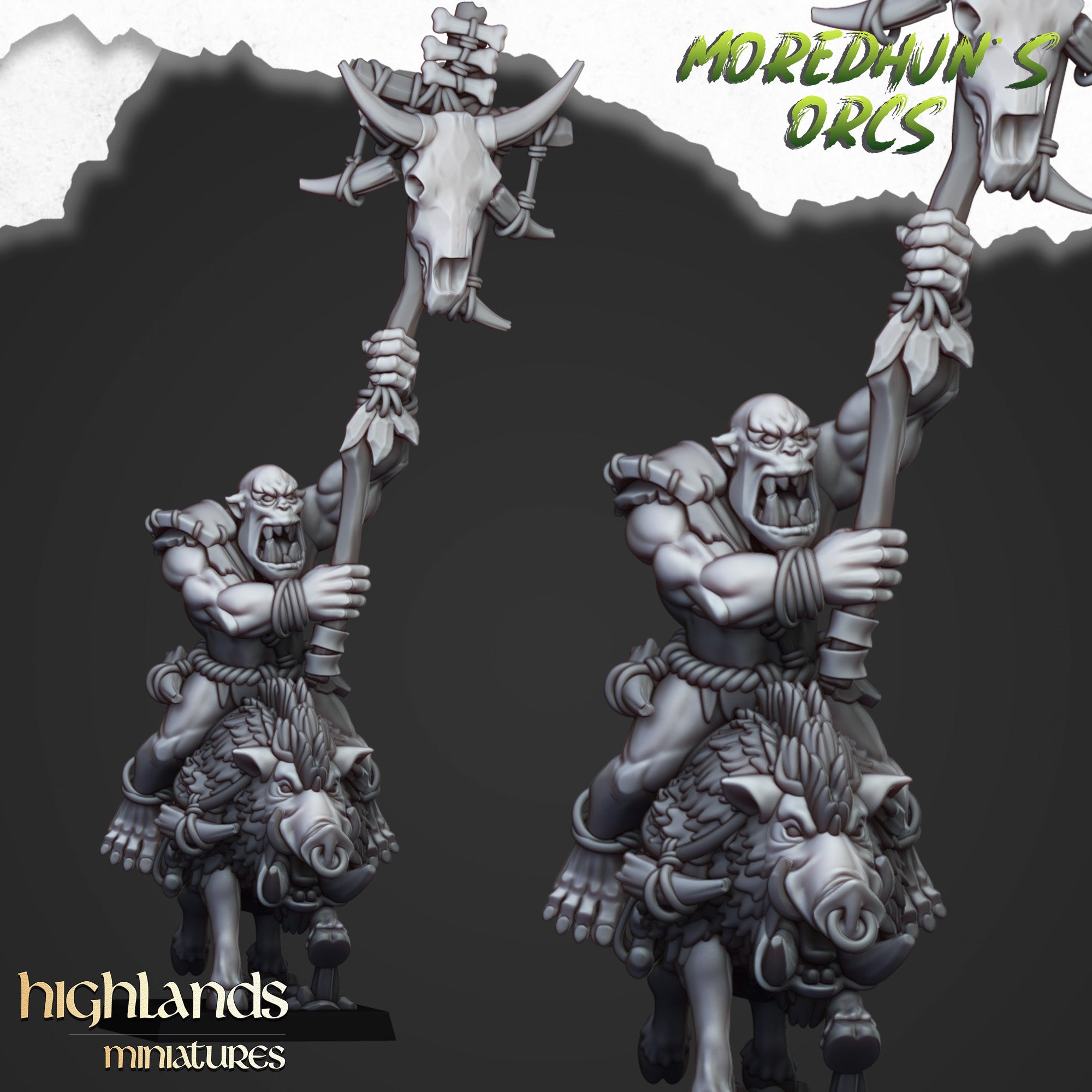 Berittene Höhlenorks (x8) - Ork- und Goblinstämme | Highlands Miniatures