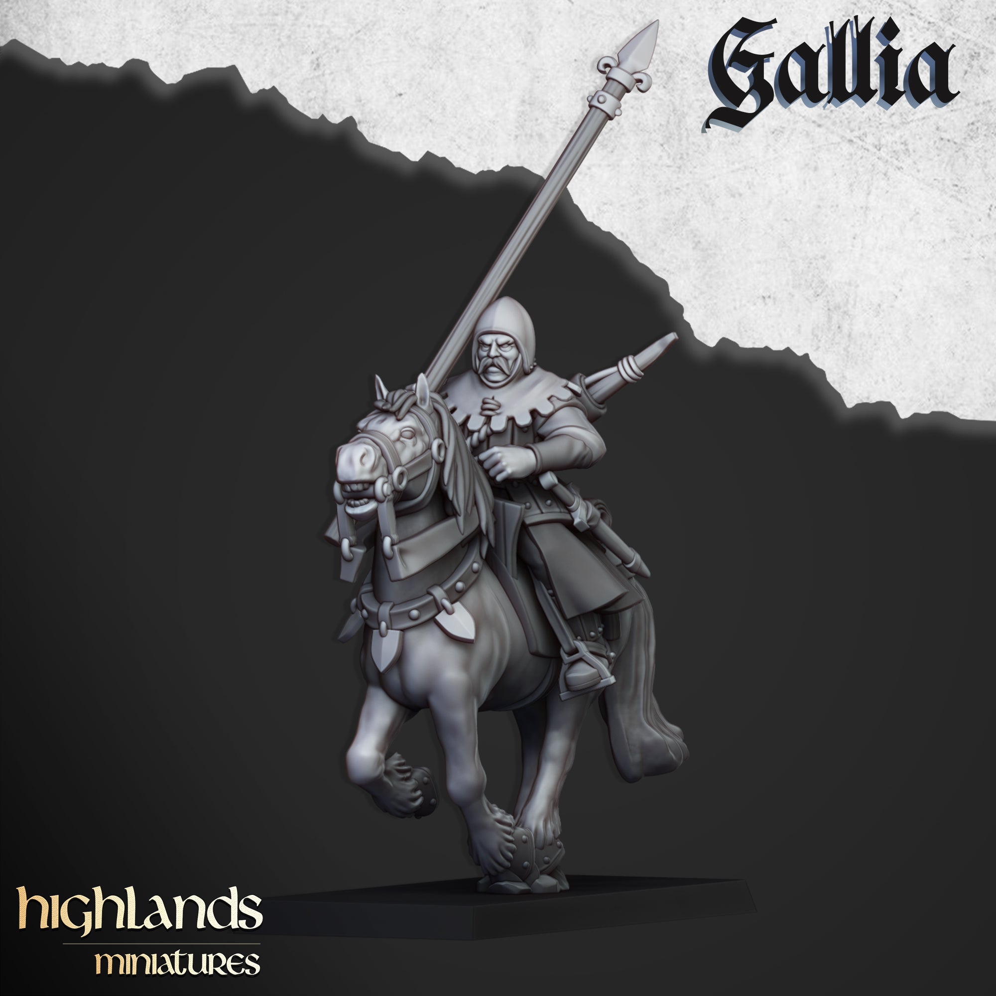 Mounted Men at Arms (x8) - Knights of Gallia | Highlands Miniatures