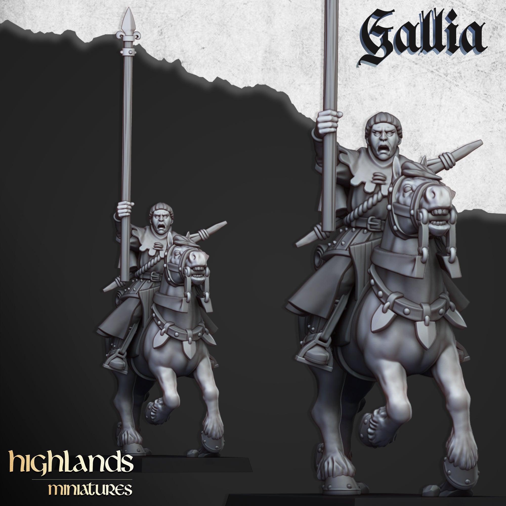 Mounted Men at Arms (x8) - Knights of Gallia | Highlands Miniatures