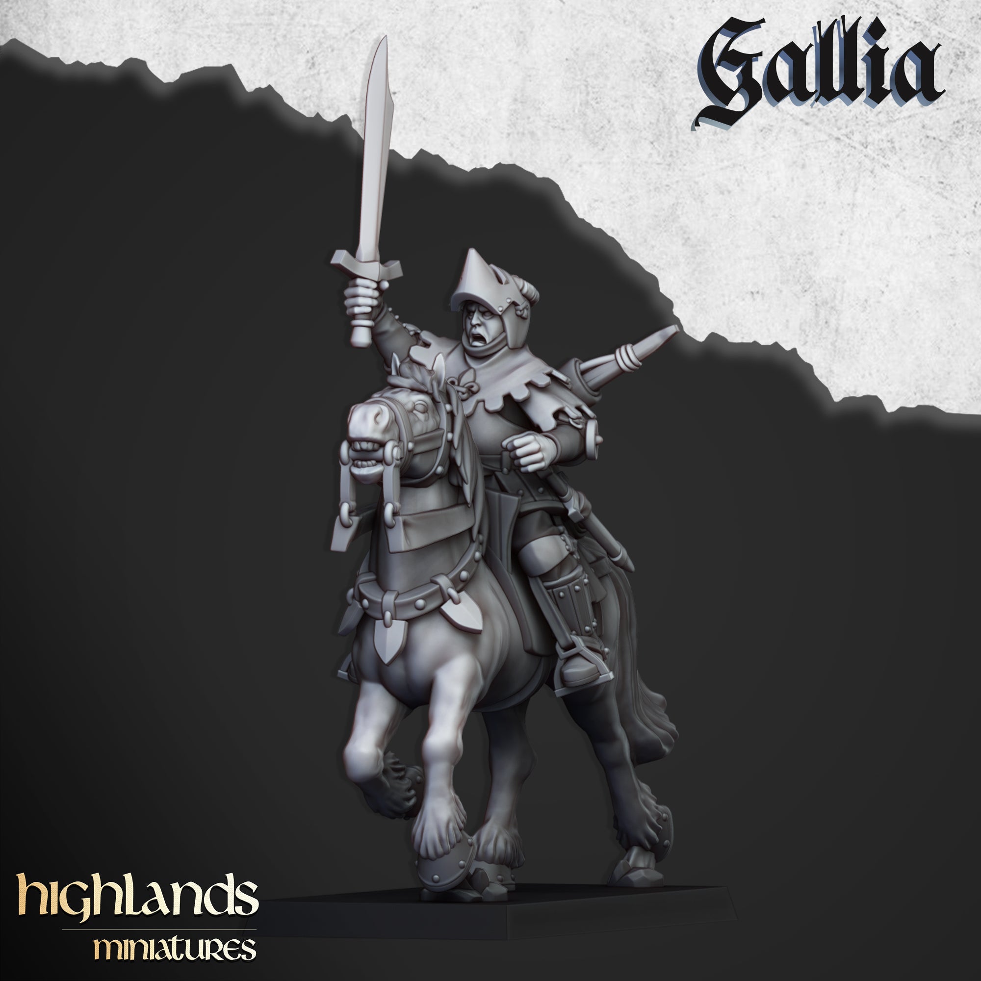 Mounted Men at Arms (x8) - Knights of Gallia | Highlands Miniatures