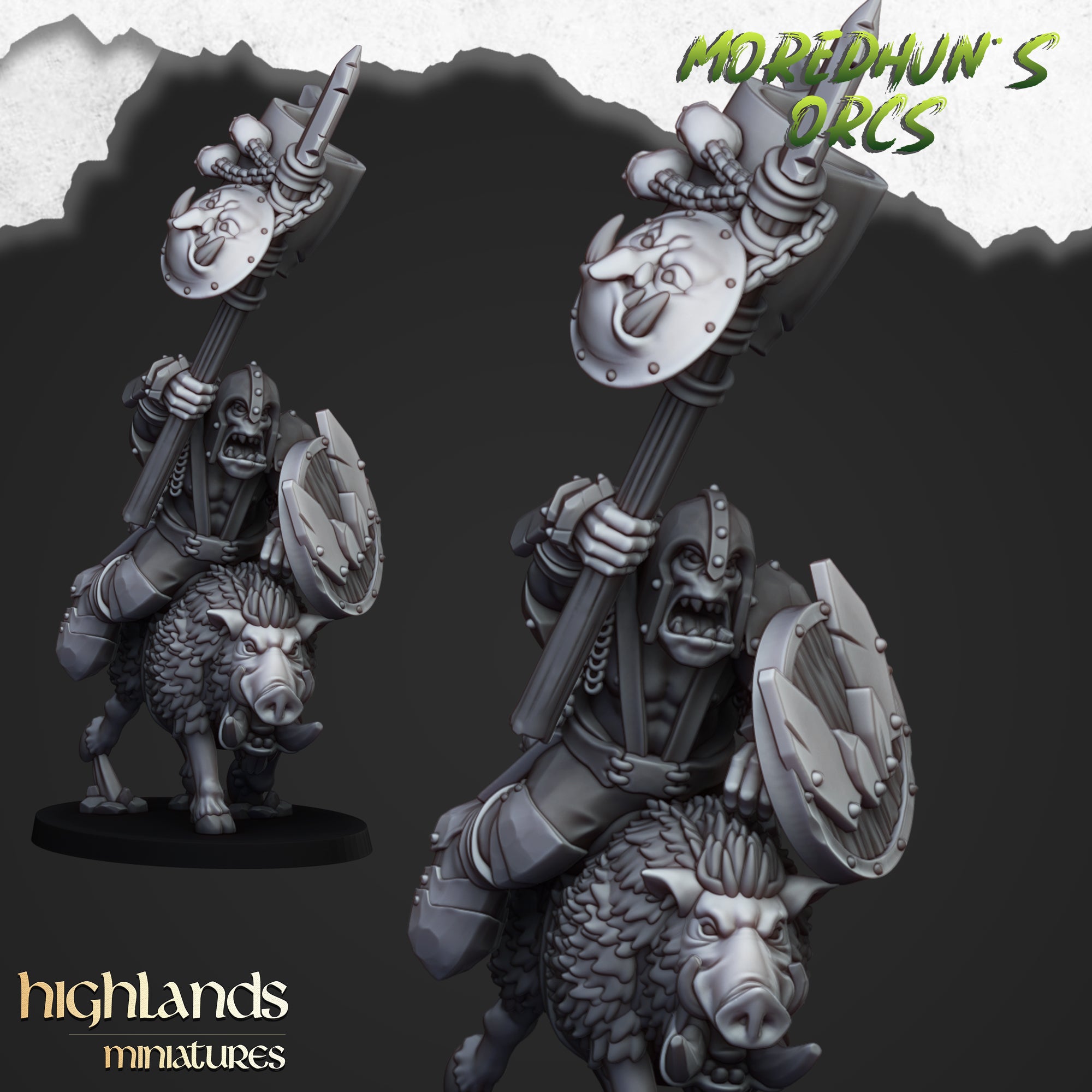 Mounted Orcs on Boars (x8) - Orc & Goblin Tribes | Highlands Miniatures