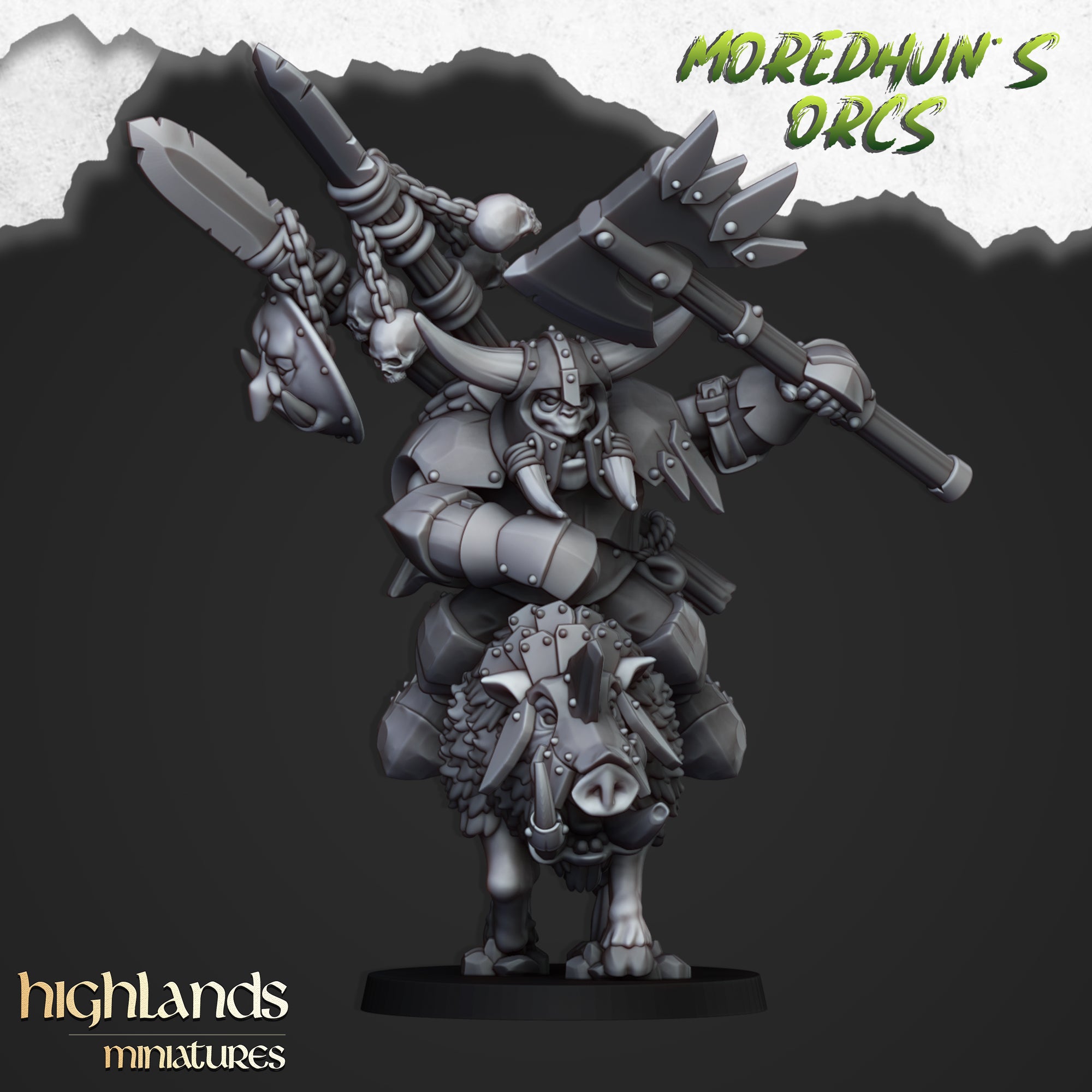 Mounted Orc Chief - Moredhun Orcs | Highlands Miniatures