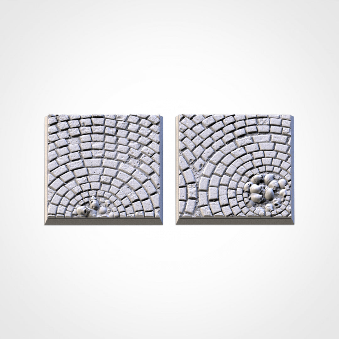 Medieval Road Square Bases | 20mm | 25mm | 40mm | Txarli Factory | Magnetizable Scenic Textured Square