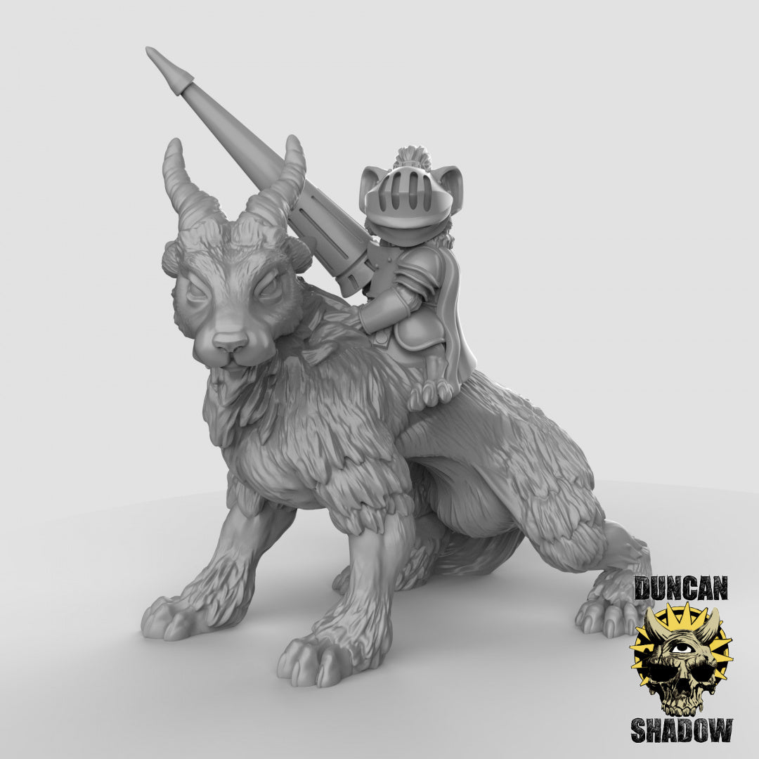 Mousle Folk Knight on Mount | Duncan Shadow | Compatible with Dungeons & Dragons and Pathfinder