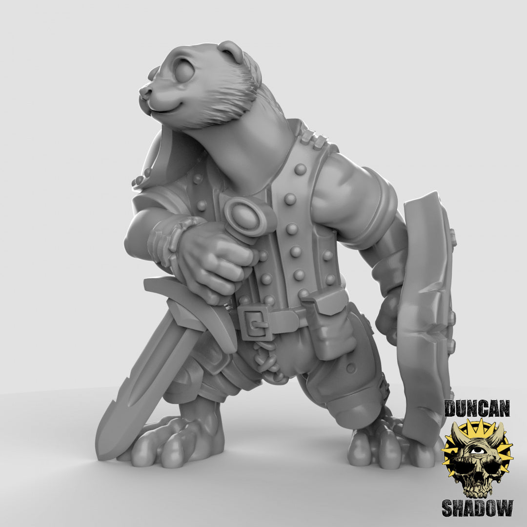 Otter Folk With Hand Weapons and Shields | Duncan Shadow | Compatible with Dungeons & Dragons and Pathfinder