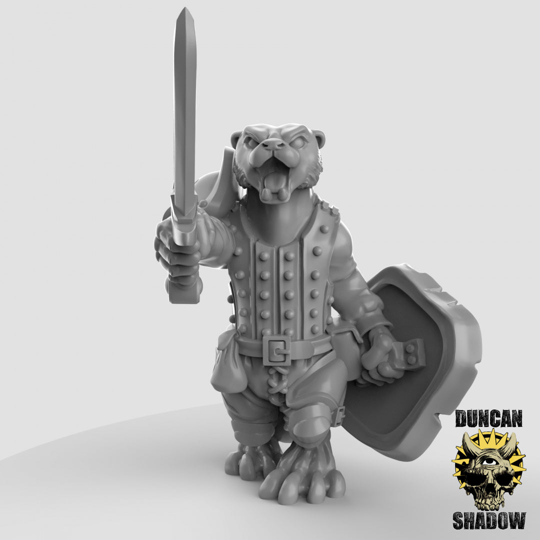 Otter Folk With Hand Weapons and Shields | Duncan Shadow | Compatible with Dungeons & Dragons and Pathfinder