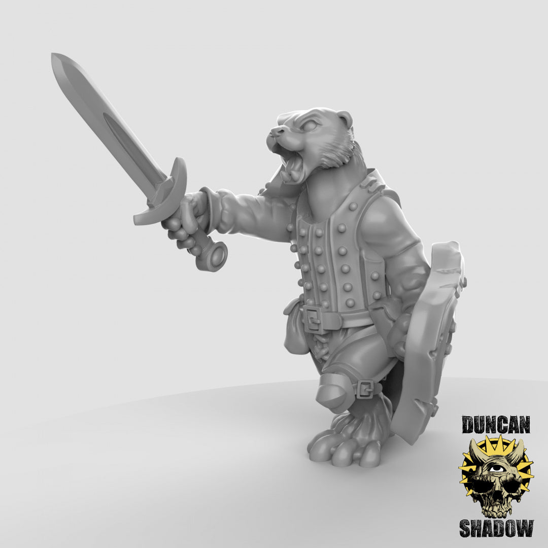 Otter Folk With Hand Weapons and Shields | Duncan Shadow | Compatible with Dungeons & Dragons and Pathfinder