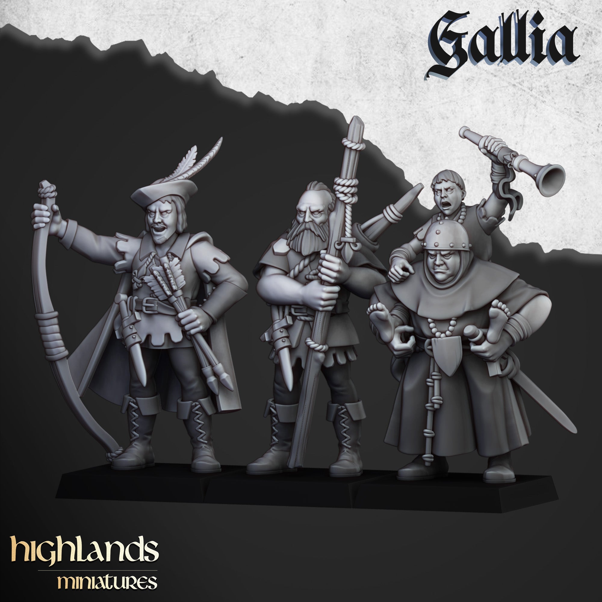 Robin Hood and the Sherwood Archers (x9) - Knights of Gallia | Highlands Miniatures