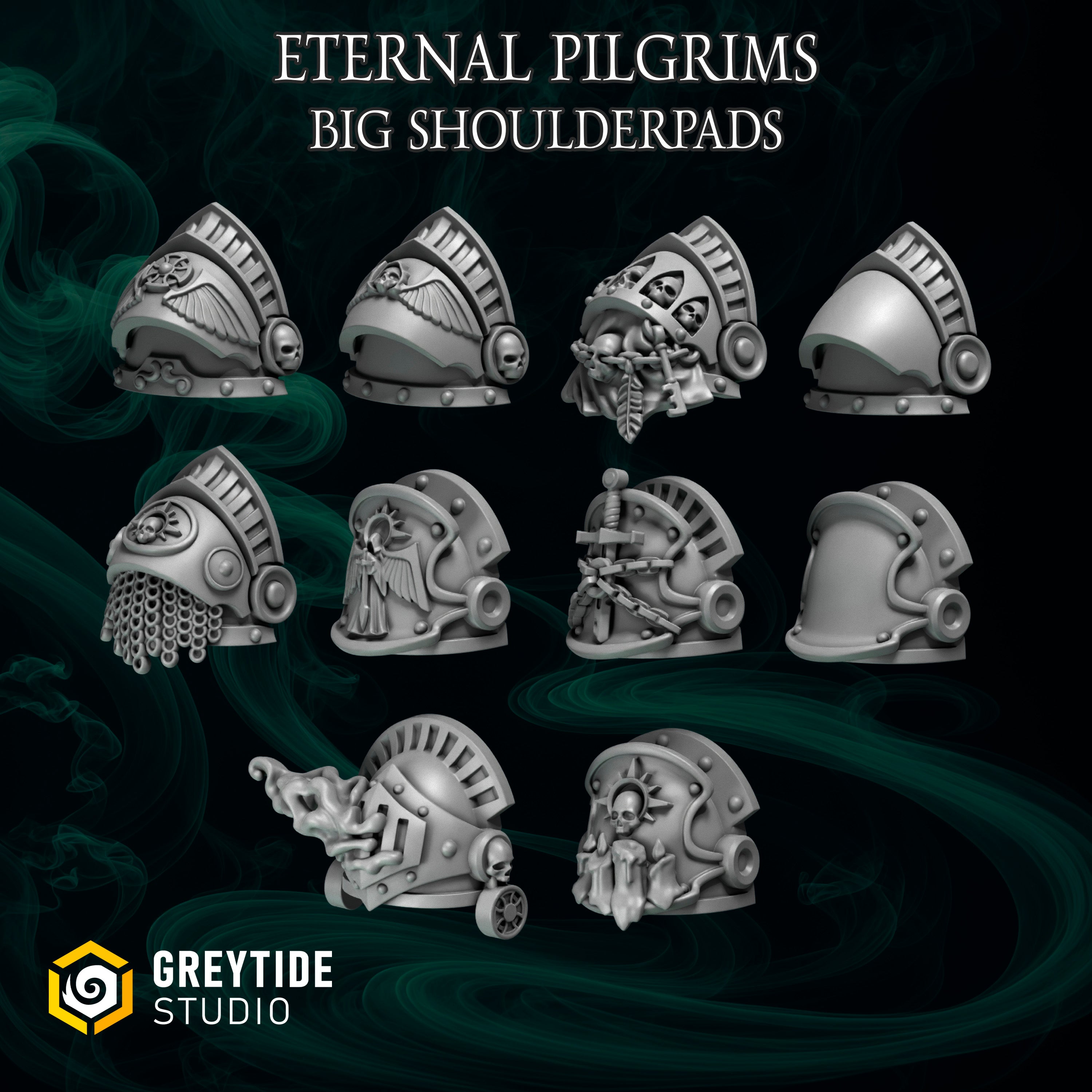 Termi Shoulderpads | Grey Tide Studios | Eternal Pilgrims | Conversion Parts & Bits