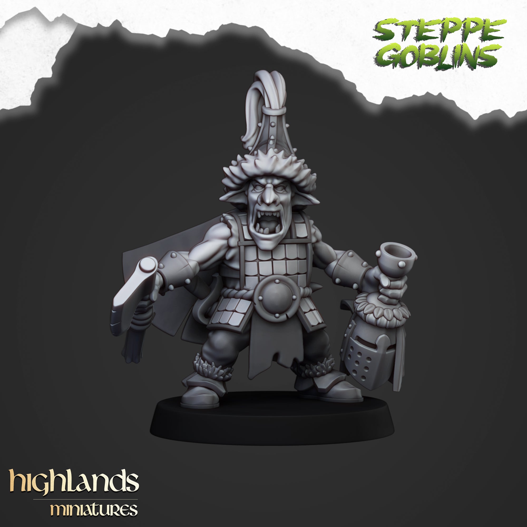 Steppen-Goblin-Held (x1) – Ork- und Goblinstämme | Highlands Miniatures