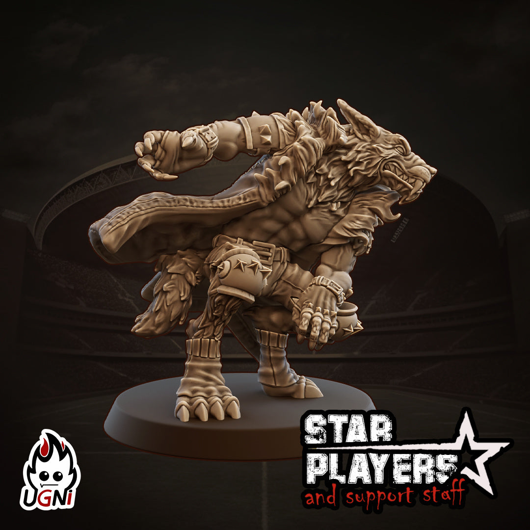 Wolfhelm Shaney - Jugador estrella del hombre lobo - Fútbol de fantasía - Miniaturas Ugni