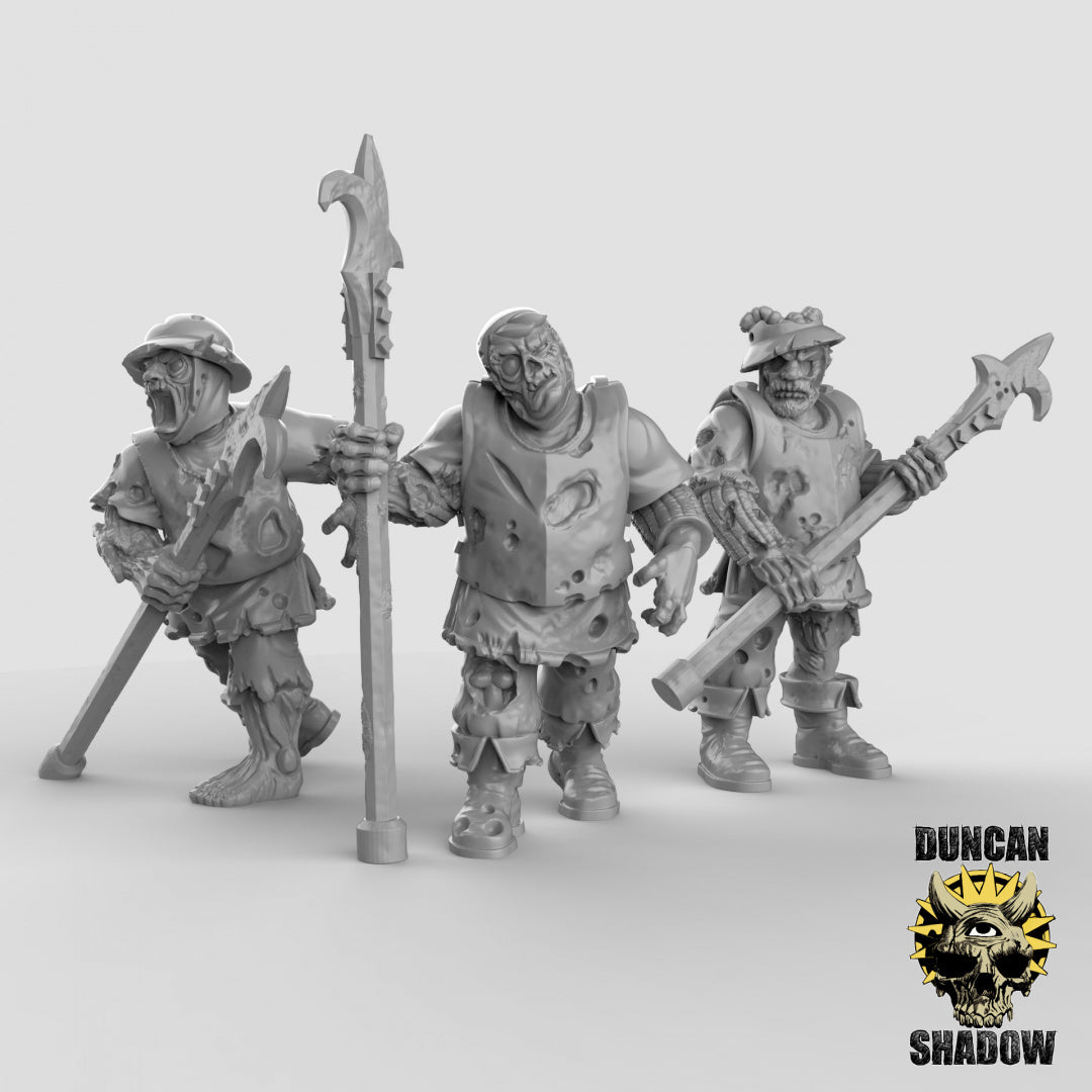 Guardia de la ciudad humana zombie con armas de asta | Sombra de Duncan | Compatible con Dragones y Mazmorras y Pathfinder