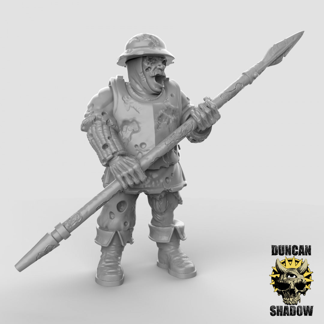 Zombie Human Town Guard With Spears | Duncan Shadow | Compatible with Dungeons & Dragons and Pathfinder