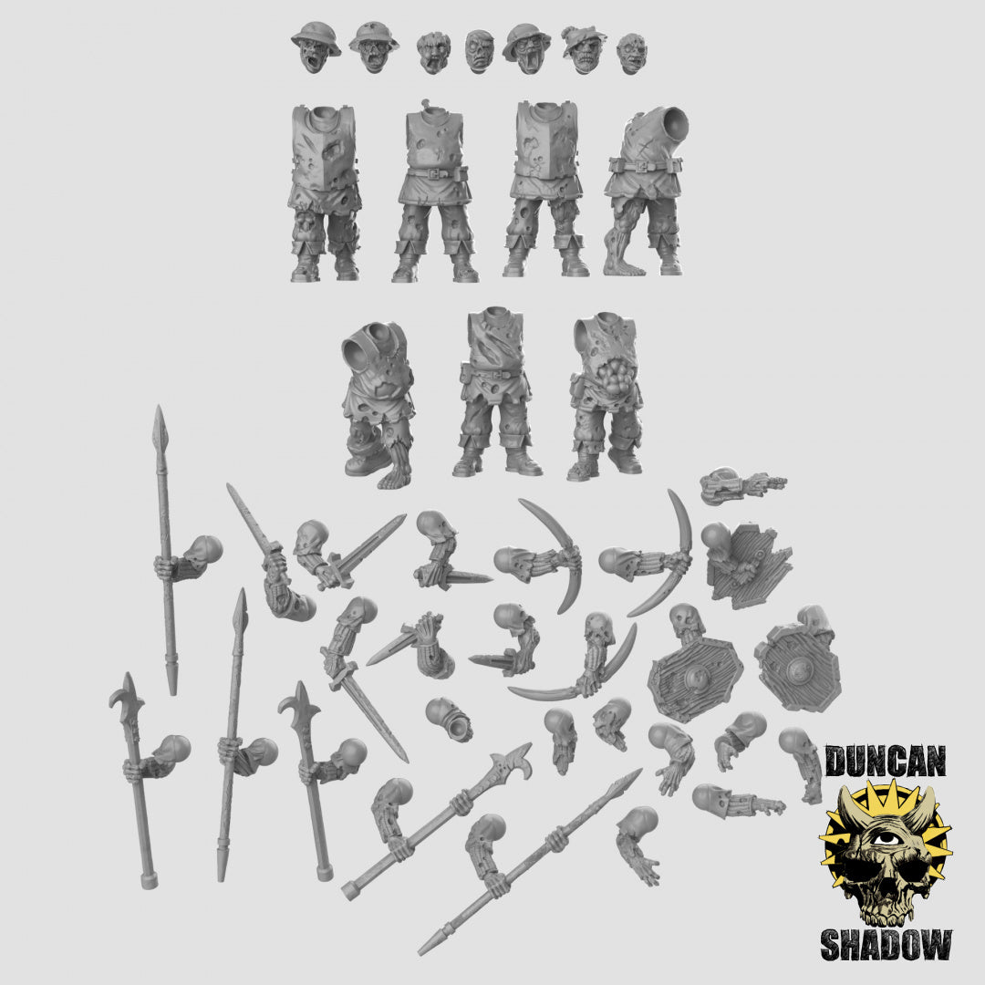 Zombie Human Town Guard, Multipart Kit | Duncan Shadow | Compatible with Dungeons & Dragons and Pathfinder