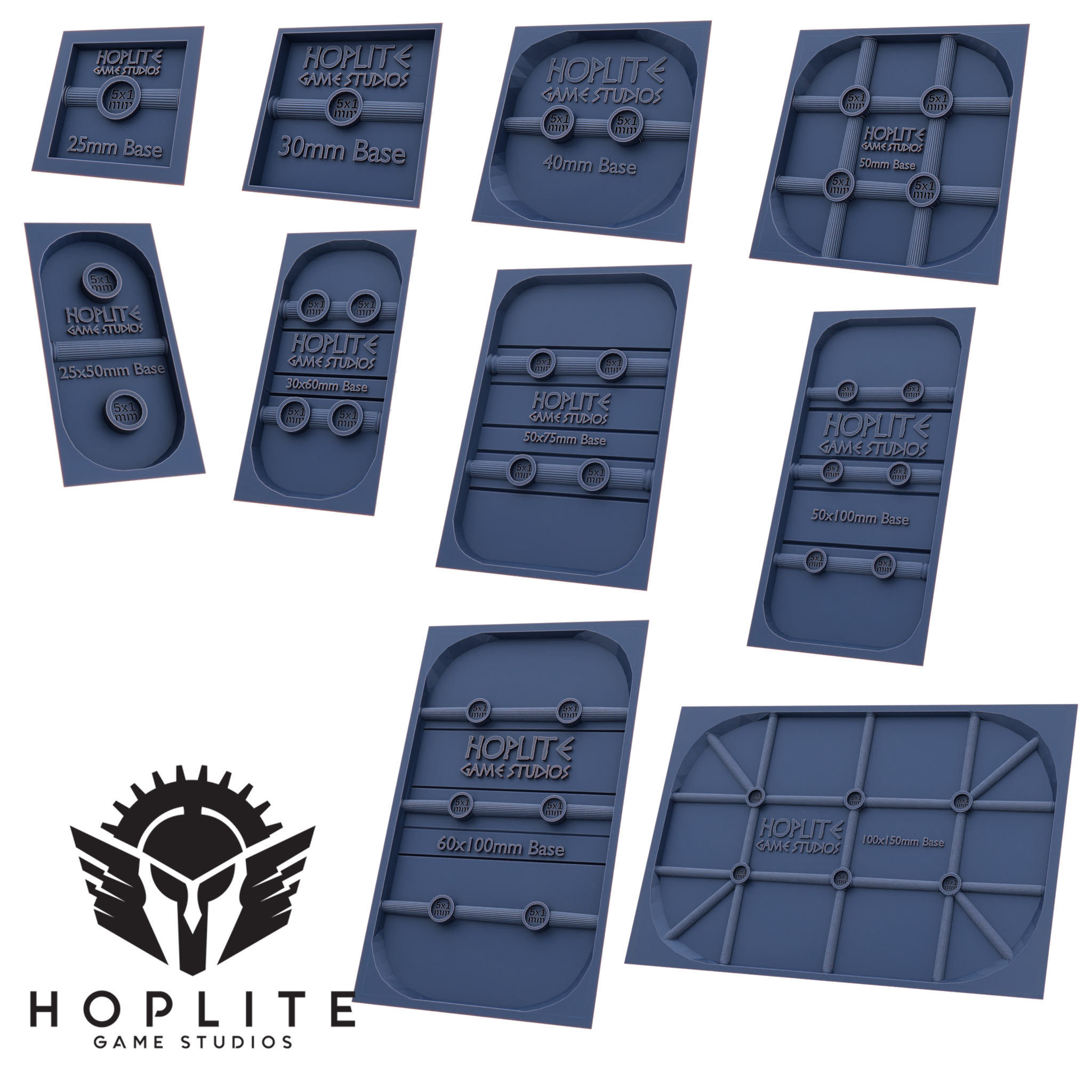 Hoplite Textured Magnetizable Square Bases | Fantasy Square Bases | 25mm | 30mm | 40mm | 50mm | and more sizes